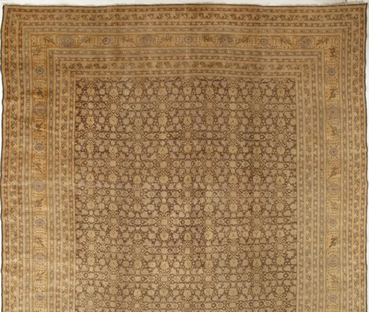 Persian Tabriz Rug 11' X 14'10 - Brown - Brown