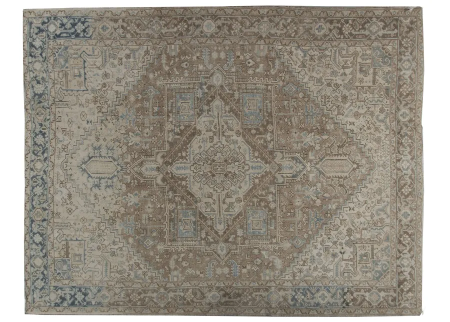 Lightly Distressed Heriz Rug 9'10 X 12'6 - Beige - Beige