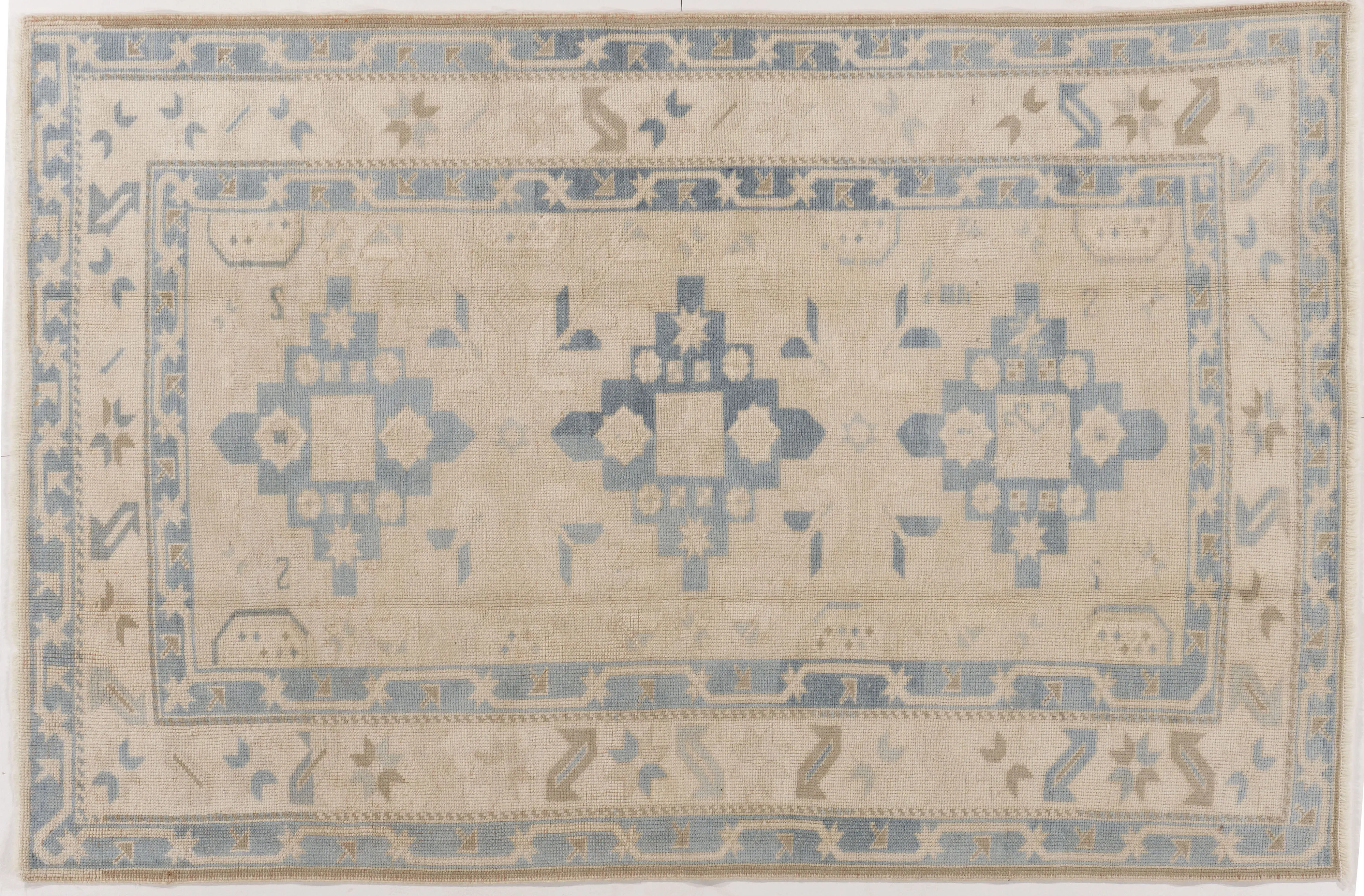 Turkish Oushak Area Rug 4'2 X 6'7 - blue - blue