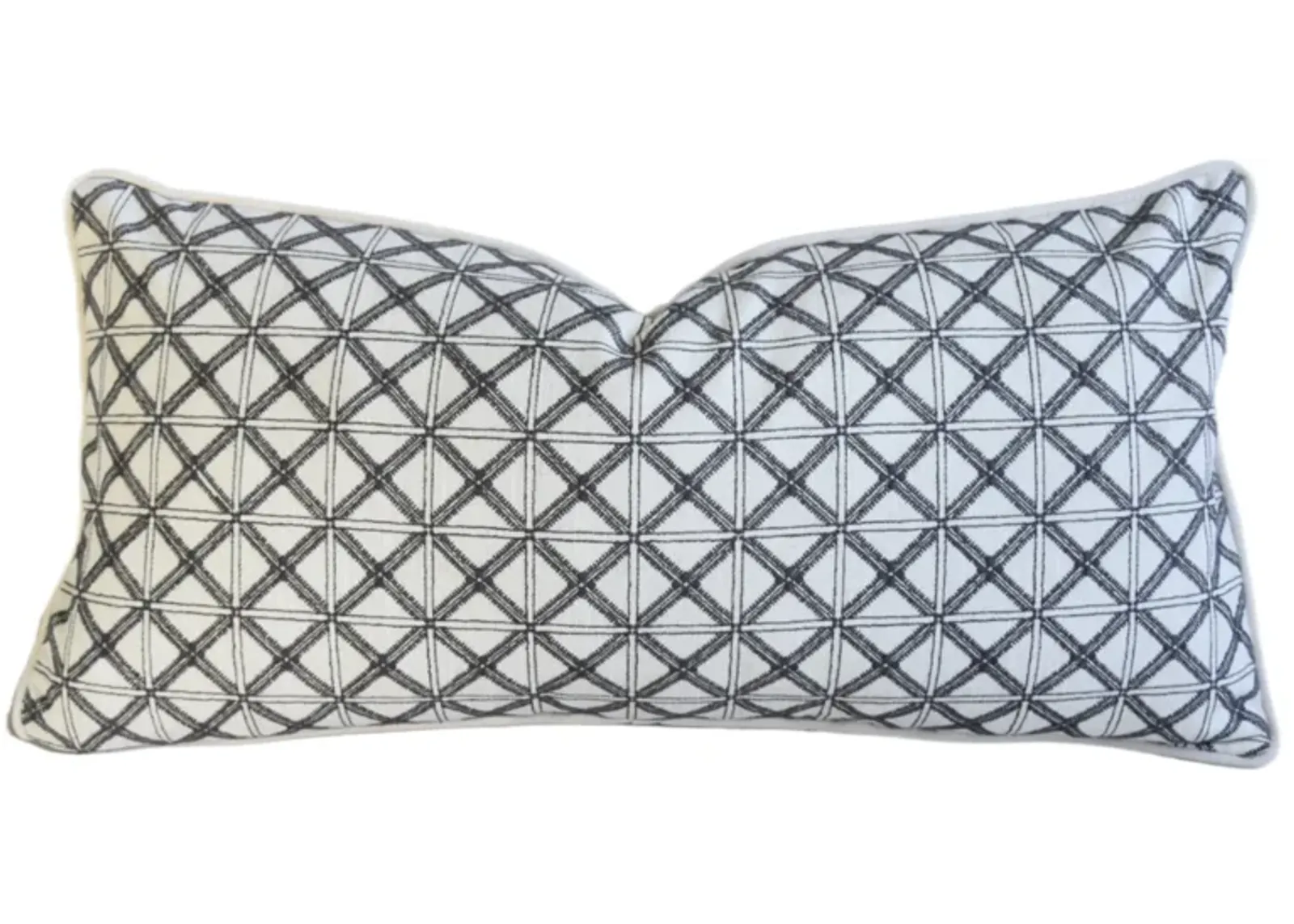 Charcoal/White Woven Embroidered Pillow