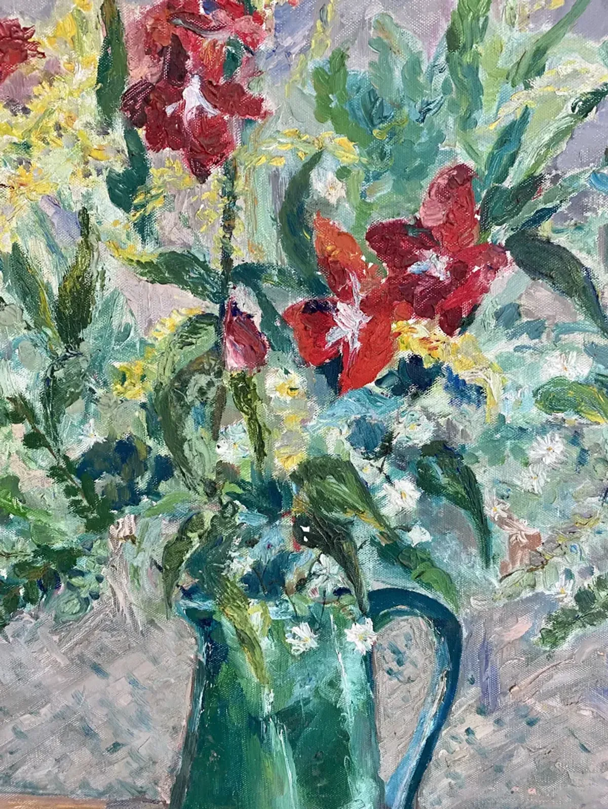 French Impasto Floral Still Life - Ballyhoo - Green