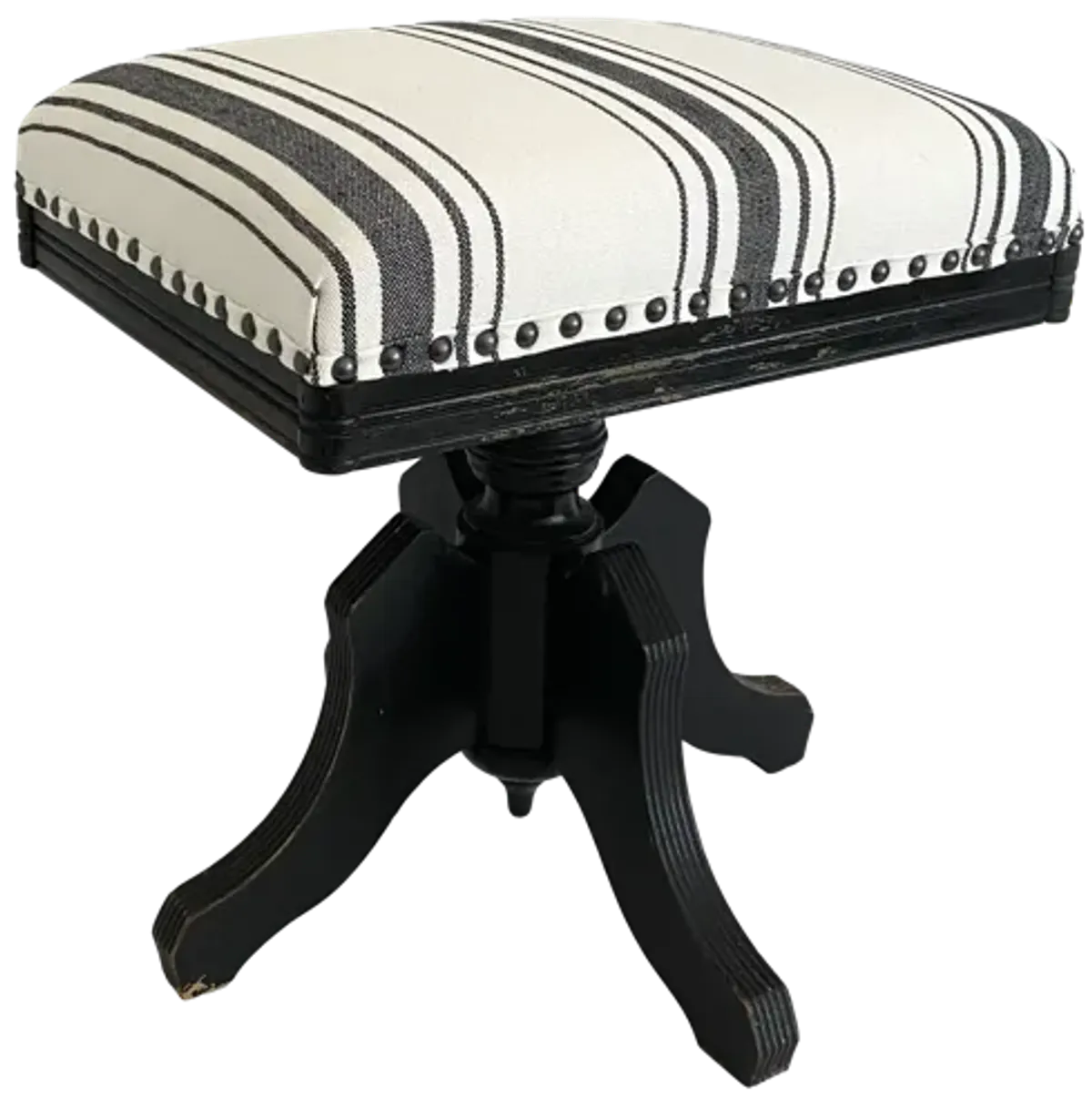 19th C Adjustable Stool Upholstered - Ballyhoo - Black