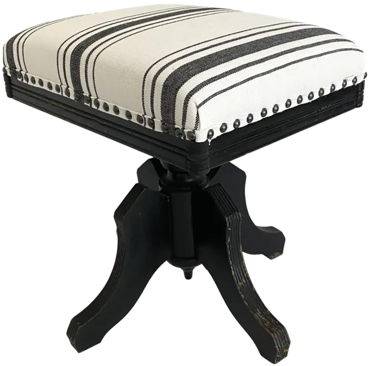 19th C Adjustable Stool Upholstered - Ballyhoo - Black