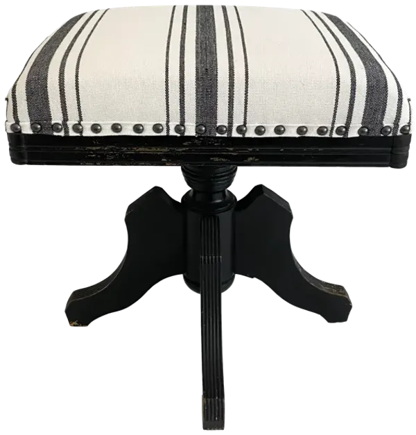 19th C Adjustable Stool Upholstered - Ballyhoo - Black