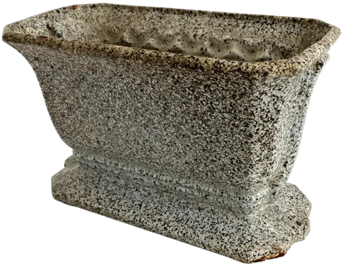 French Enamel Cast Iron Outdoor Planter - Ballyhoo - Gray - 11" l x 5.25" w x 6" h