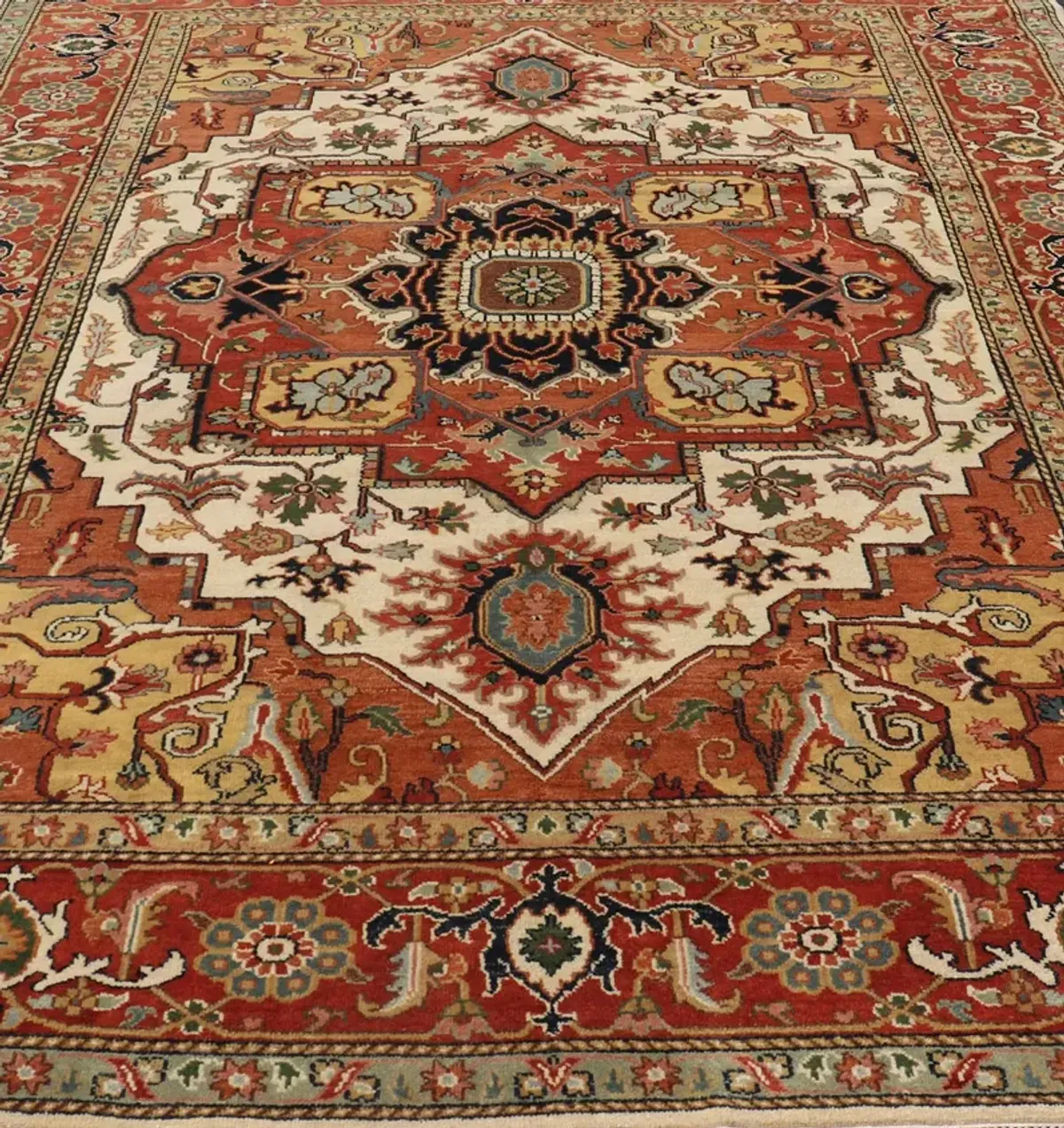 Large Heriz Geo Rug - 10'0 x 14'0 - Keivan Woven Arts - orange - orange