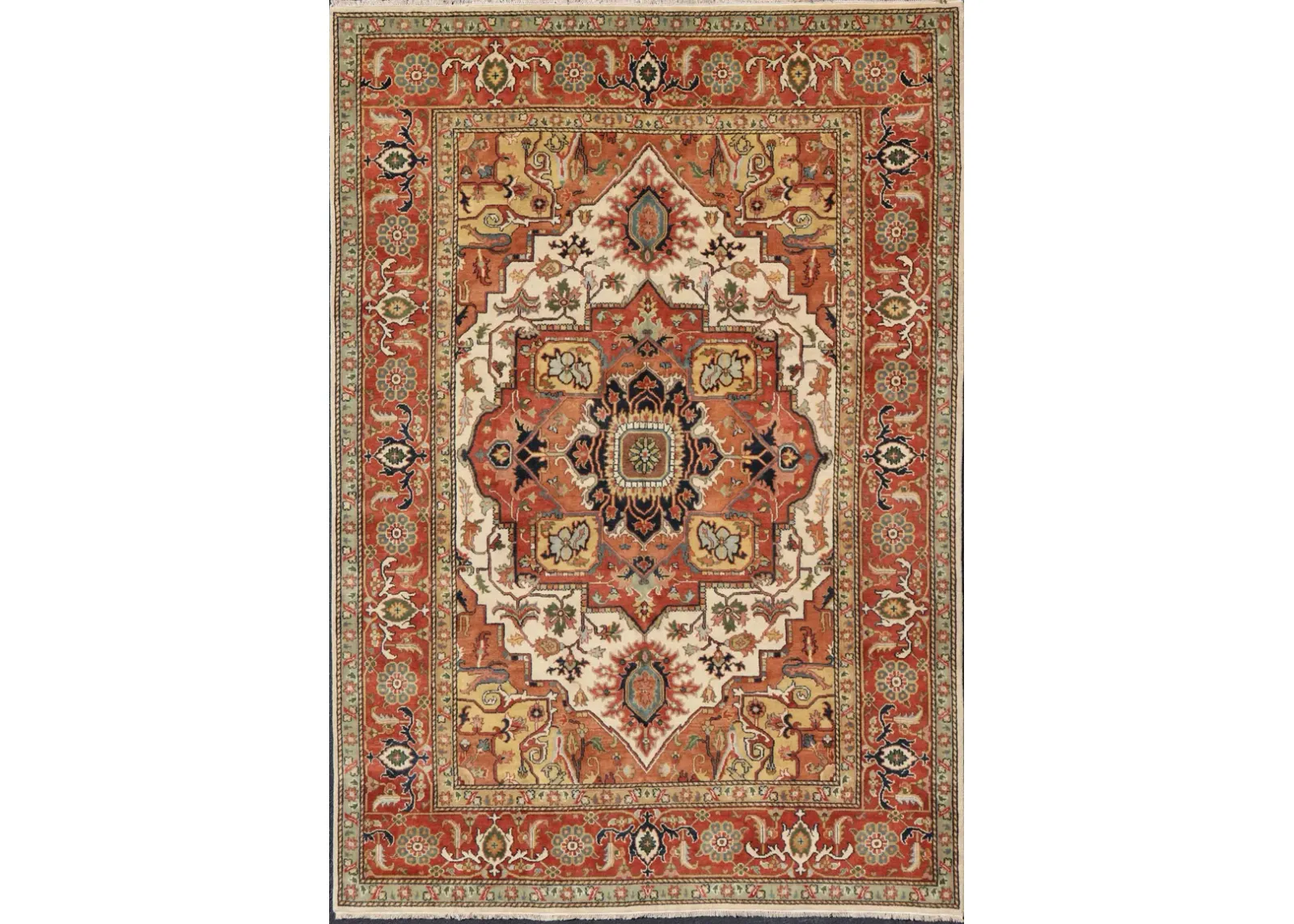 Large Heriz Geo Rug - 10'0 x 14'0 - Keivan Woven Arts - orange - orange