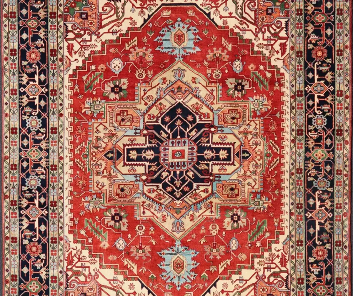 Large Searpi-Heriz Rug - 11'4 x 14'7 - Keivan Woven Arts - red - red