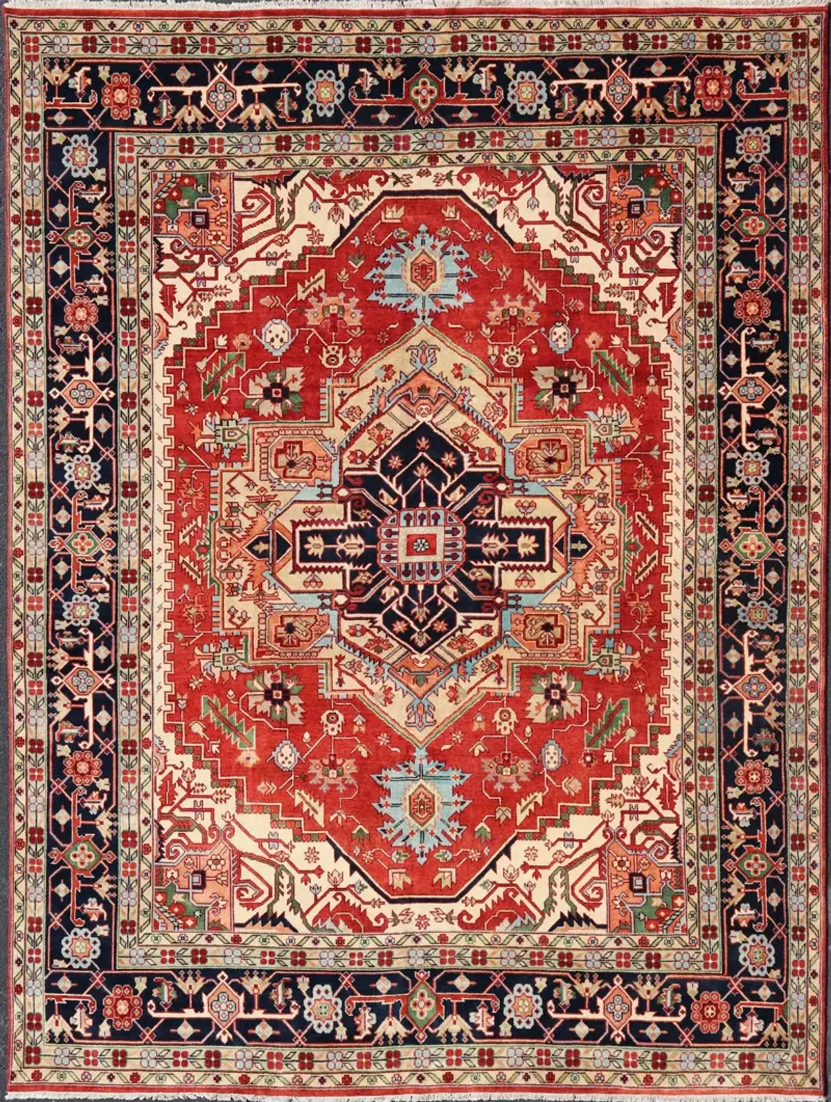 Large Searpi-Heriz Rug - 11'4 x 14'7 - Keivan Woven Arts - red - red