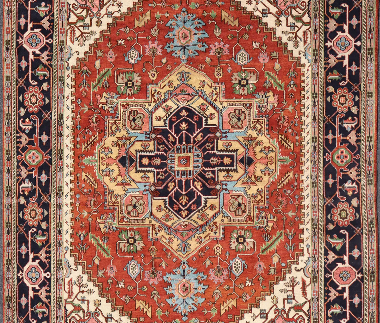 Serapi-Heriz Geo Rug - 12'1 x 18'2 - Keivan Woven Arts - Orange - Orange