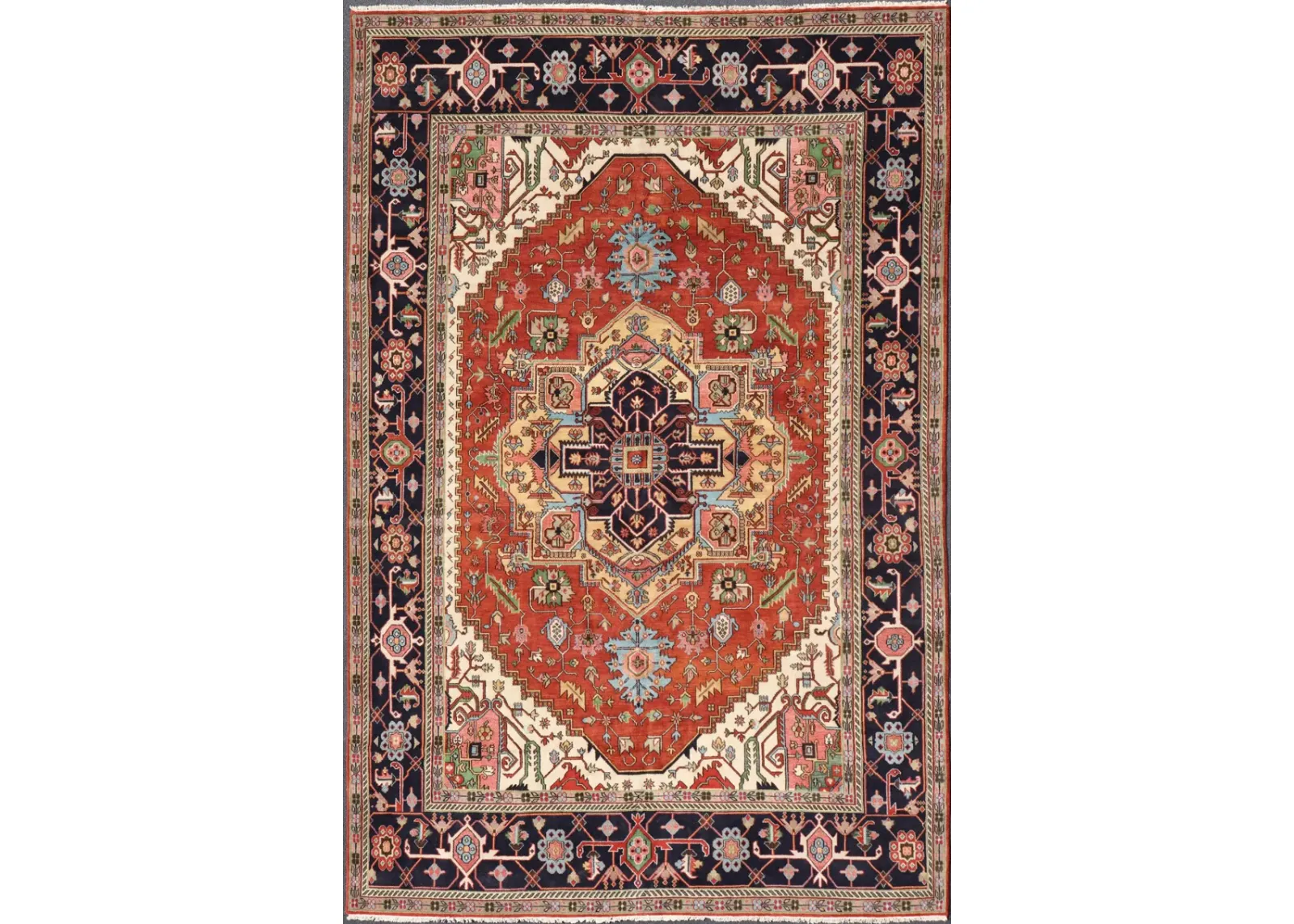 Serapi-Heriz Geo Rug - 12'1 x 18'2 - Keivan Woven Arts - Orange - Orange