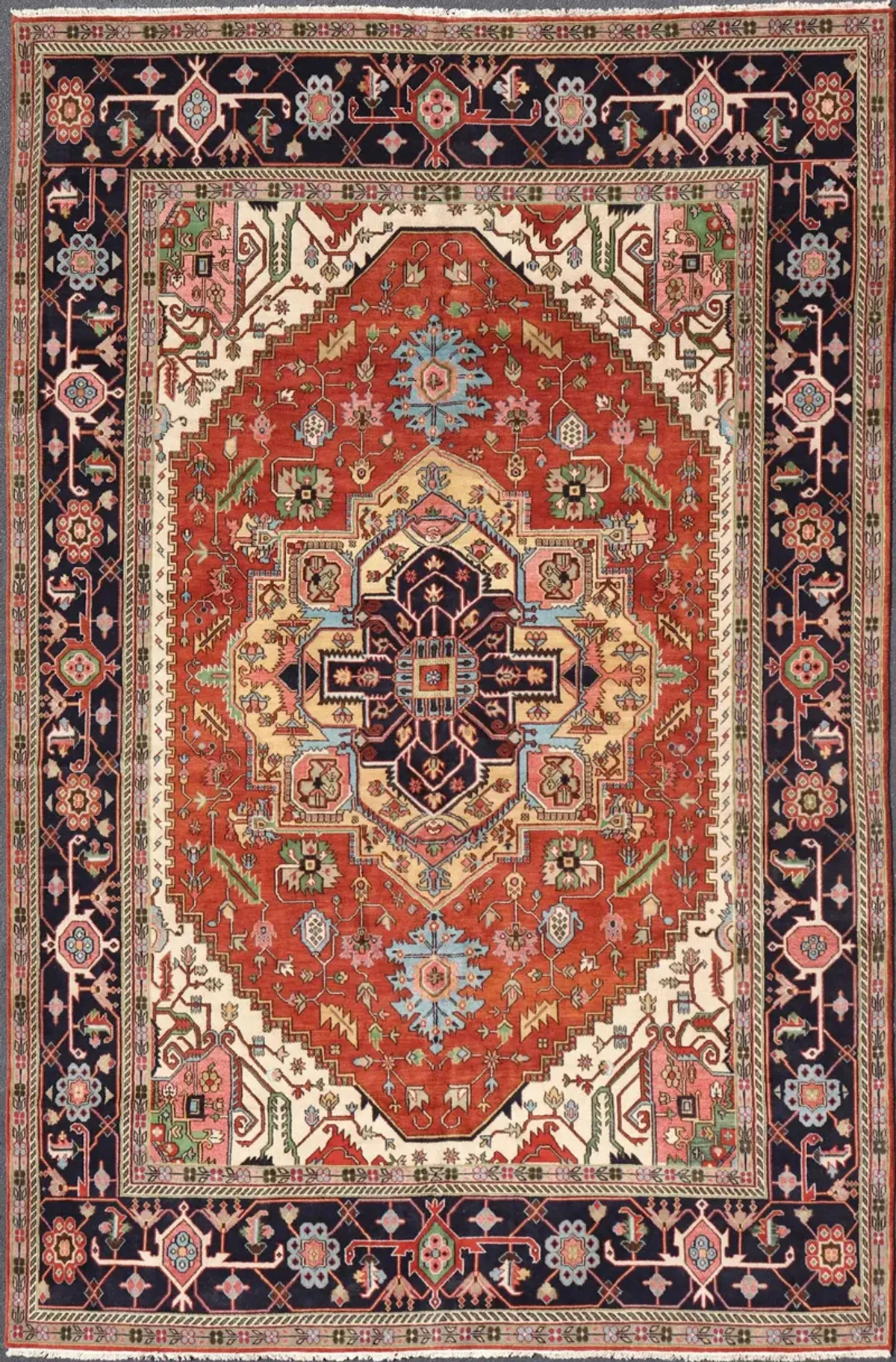 Serapi-Heriz Geo Rug - 12'1 x 18'2 - Keivan Woven Arts - Orange - Orange