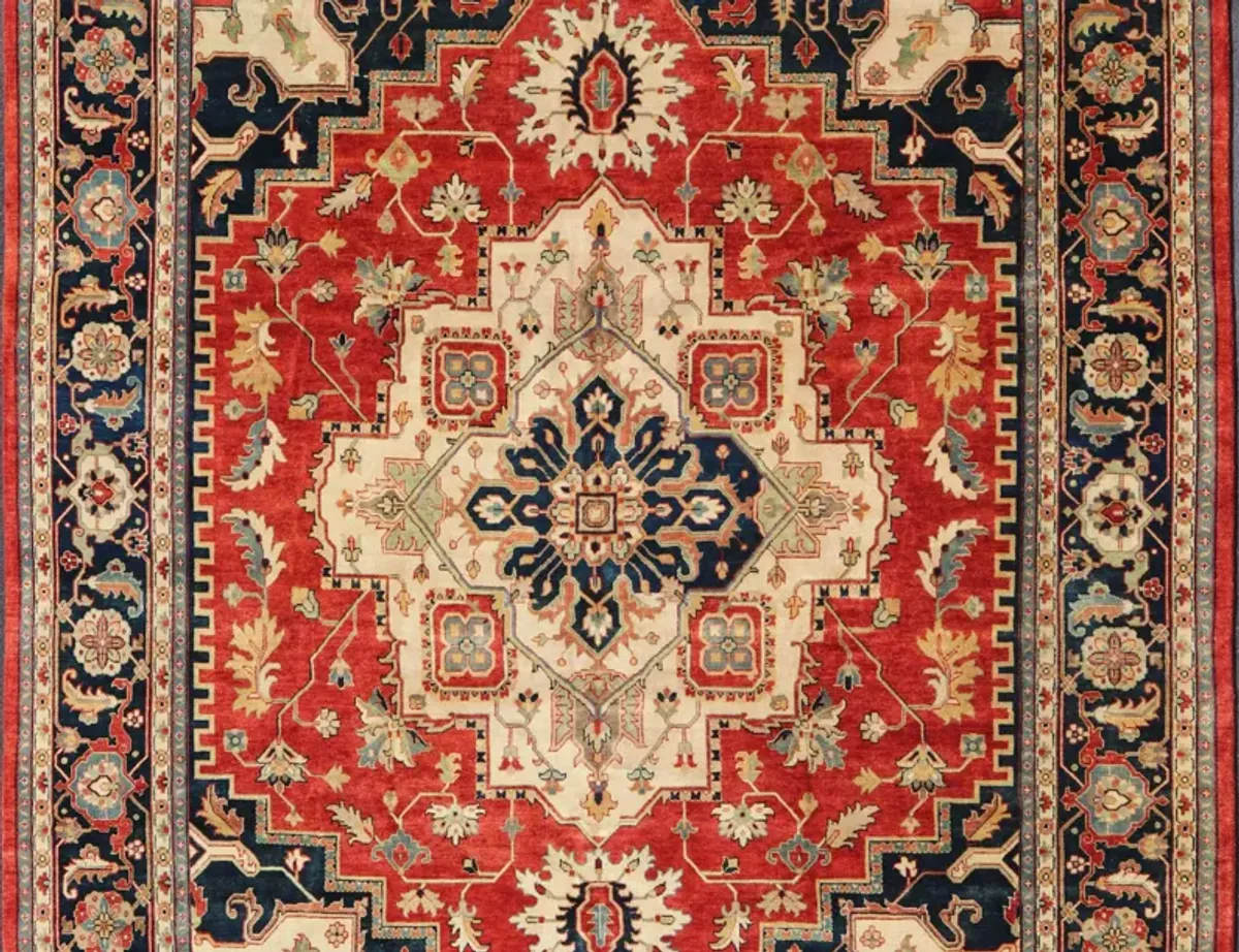 Serapi-Heriz Geo Rug 11'10 x 15' - Keivan Woven Arts - Red - Red