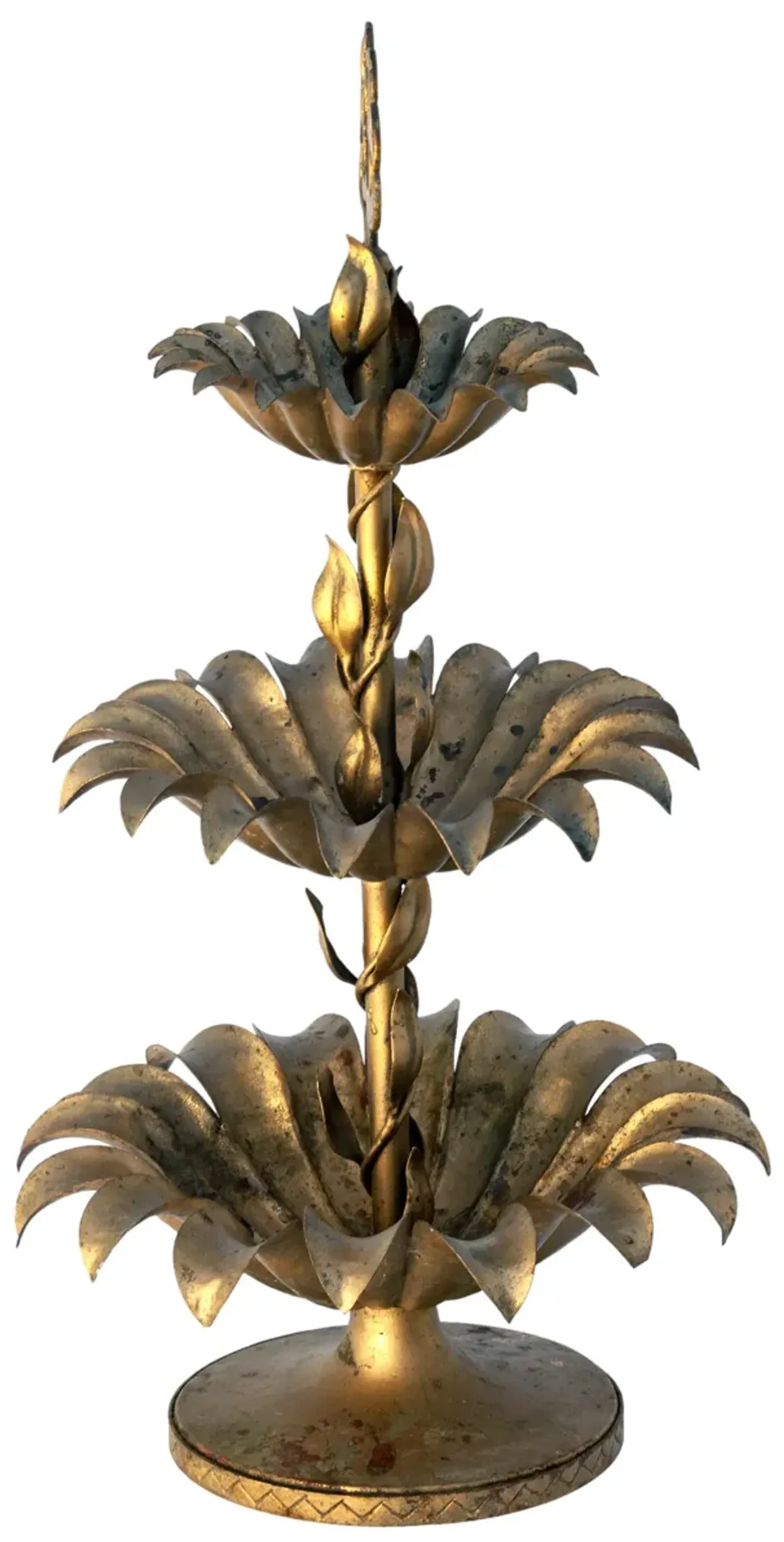 3 Tier Gold Metal Floral Center Piece - Fleur de Lex Antiques