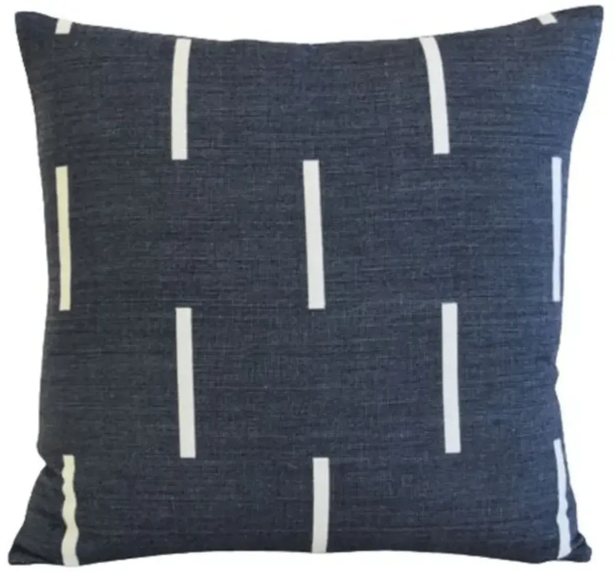 Navy Cotton-Blend Nautical Coast Pillow