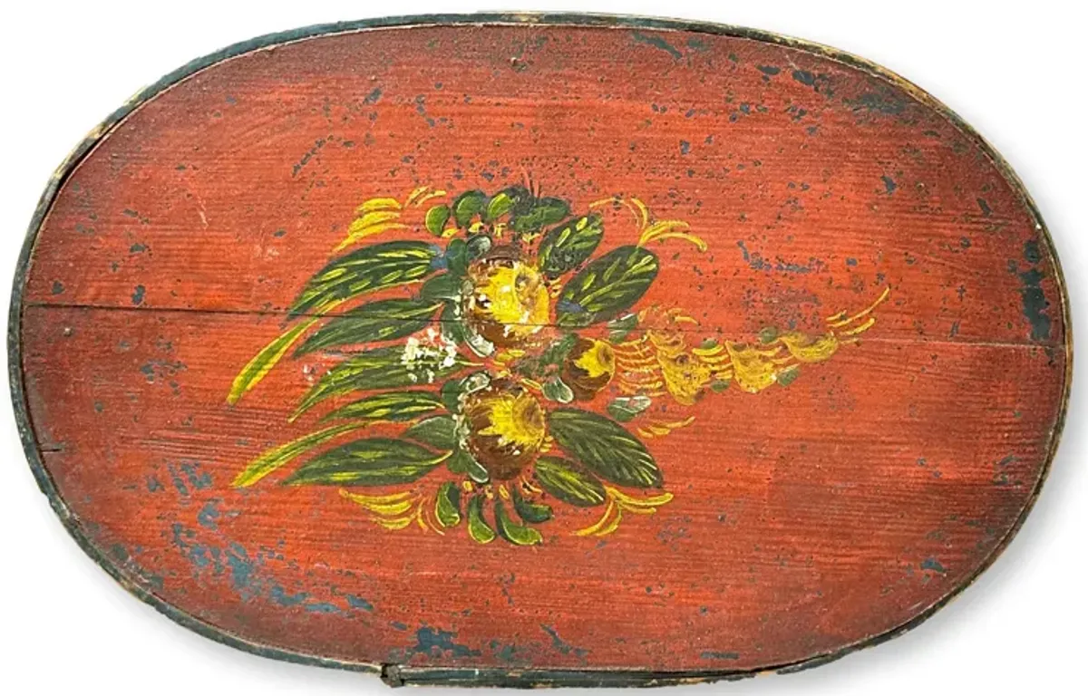 Antique Tole Painted Bride's Box - New England Mercantile - Red