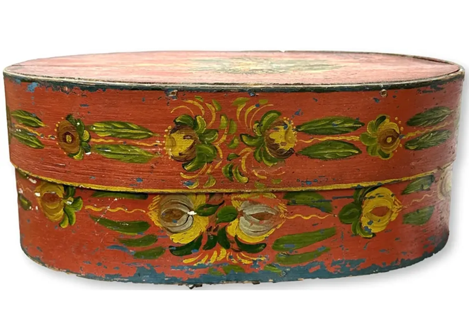 Antique Tole Painted Bride's Box - New England Mercantile - Red