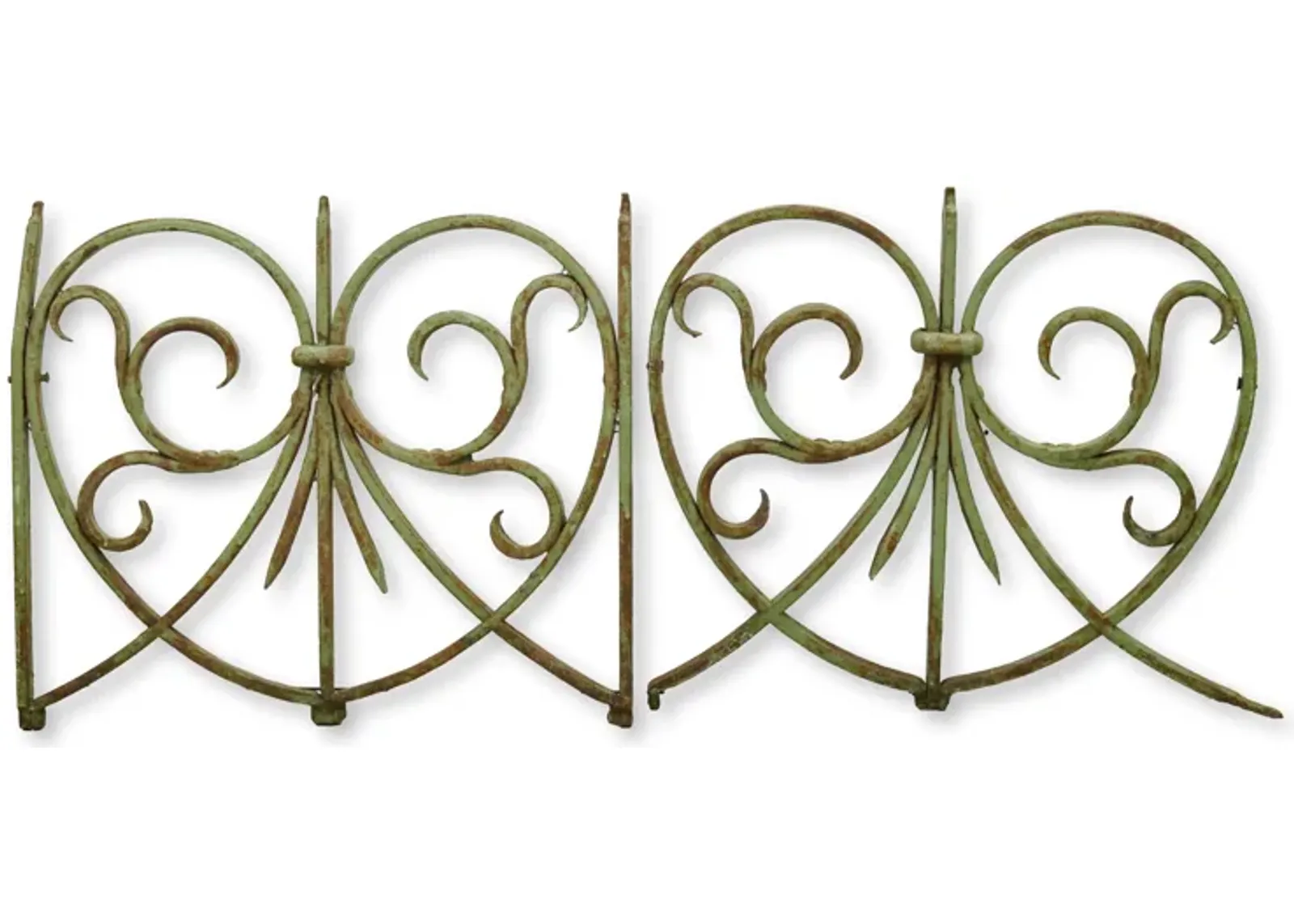 19thC French Wrought Iron Gate Pediments - New England Mercantile - Green