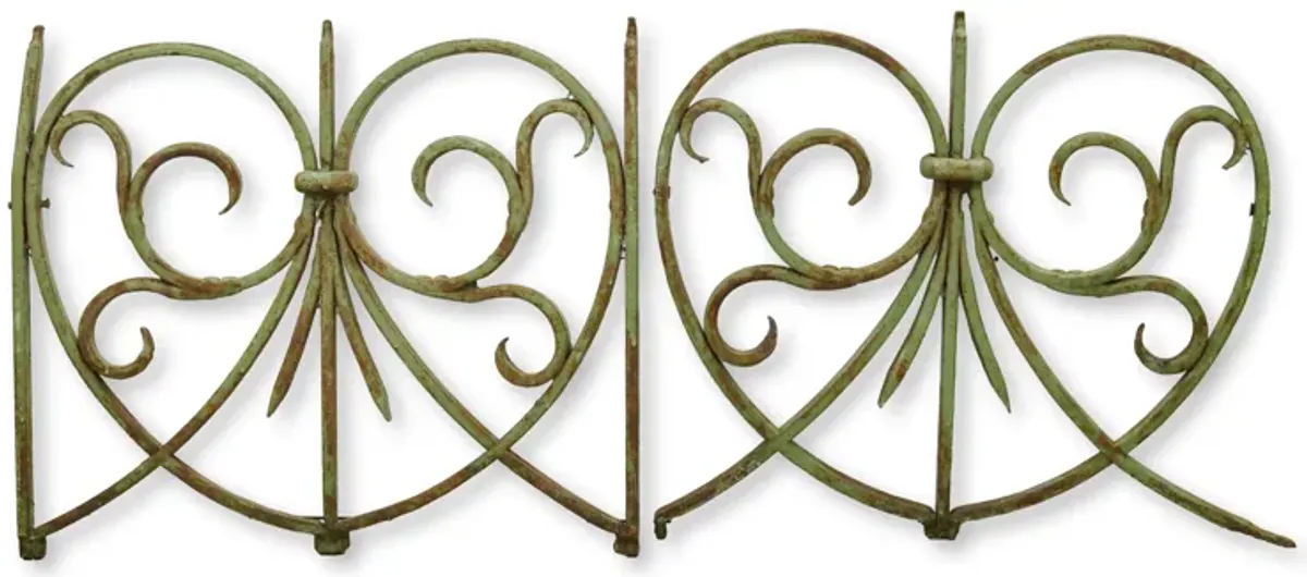 19thC French Wrought Iron Gate Pediments - New England Mercantile - Green