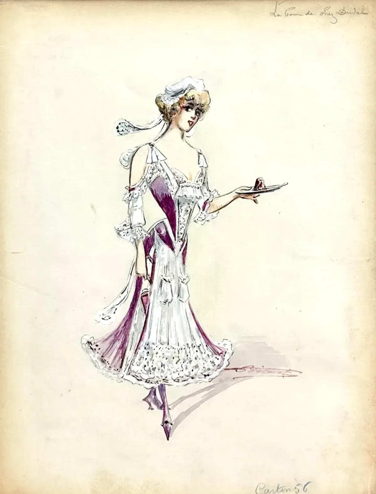 Original Folies Bergère Costume Sketch - Rose Victoria - Black