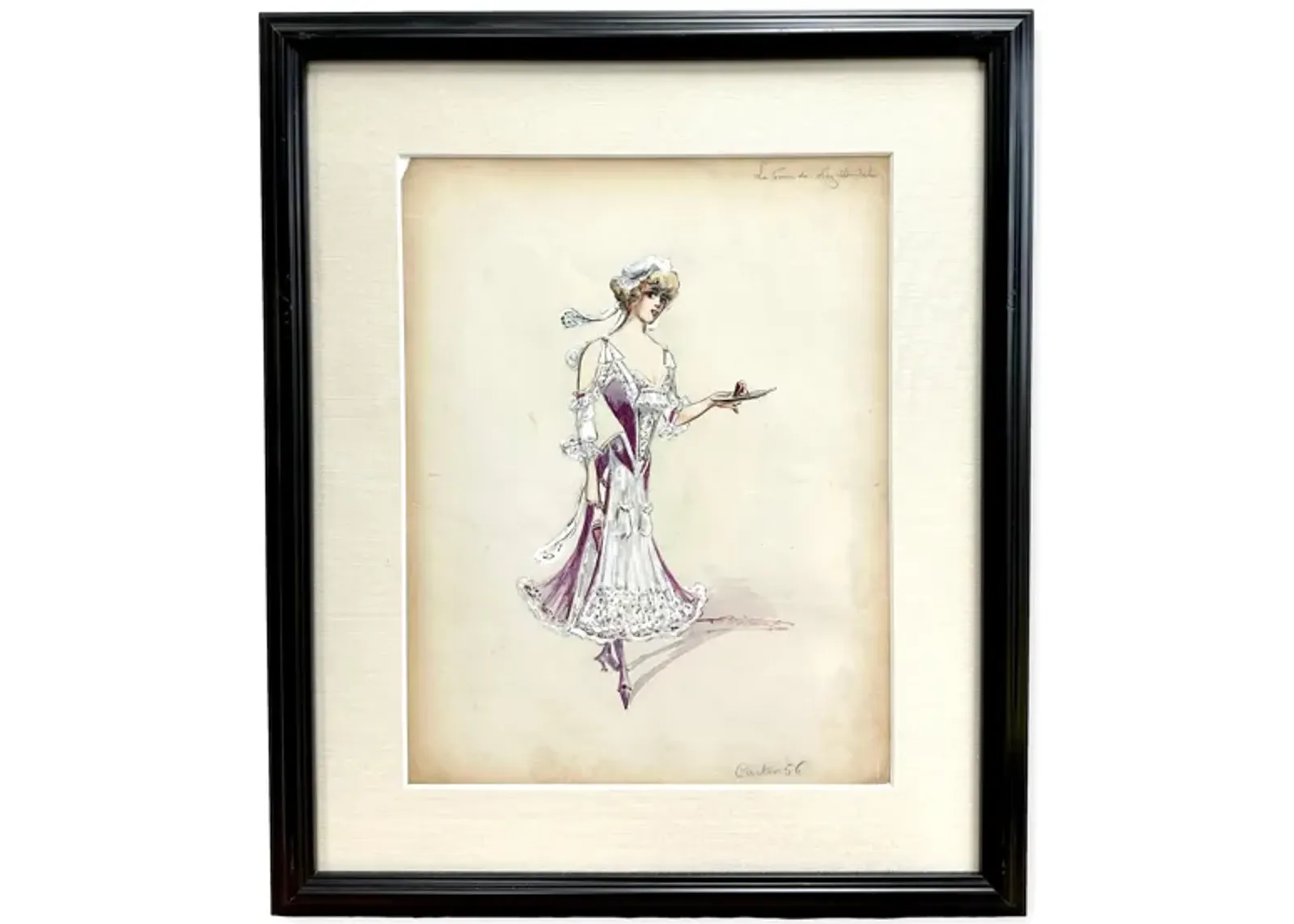 Original Folies Bergère Costume Sketch - Rose Victoria - Black