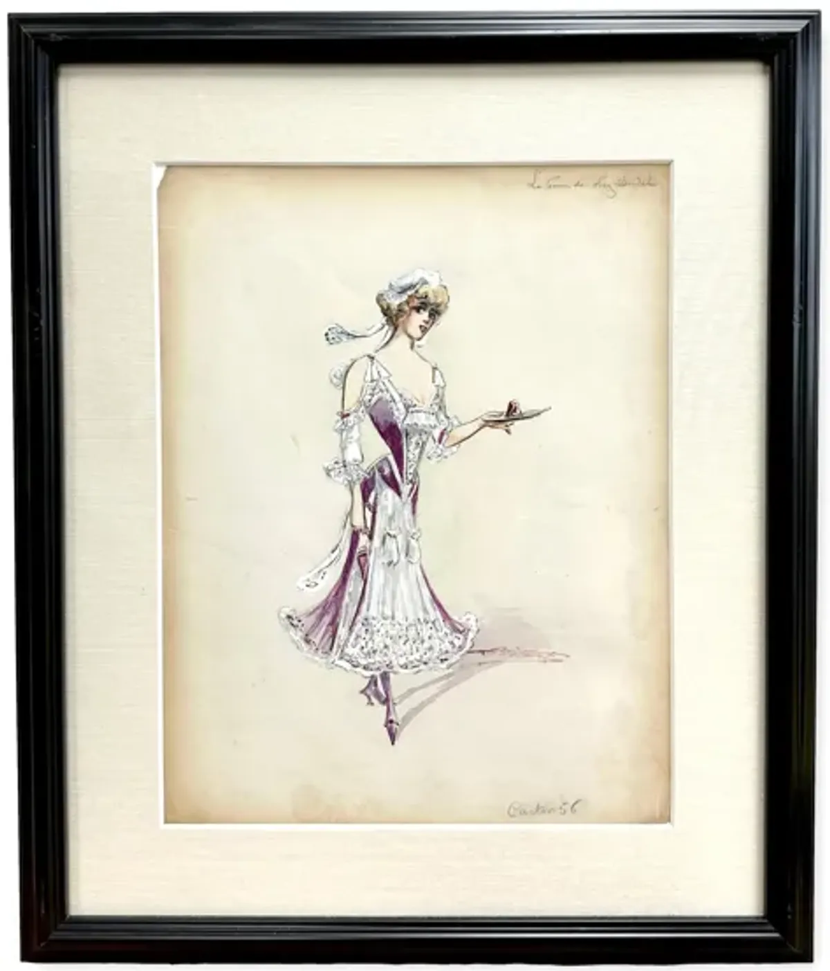 Original Folies Bergère Costume Sketch - Rose Victoria - Black