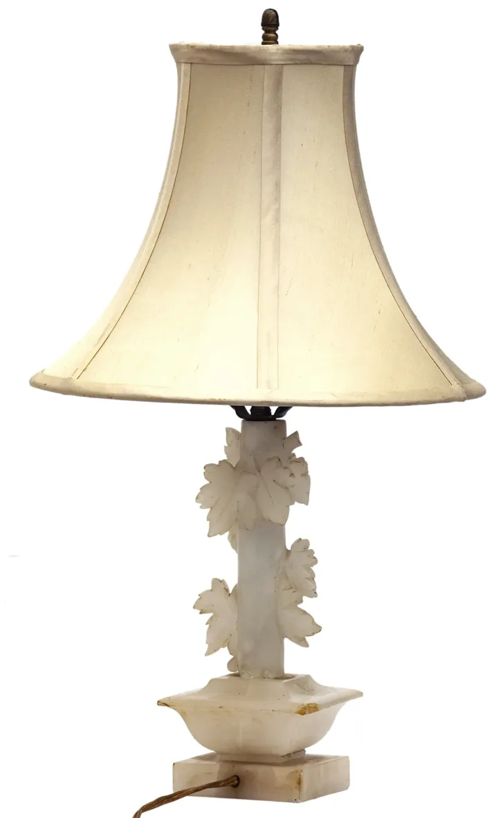 Carved Quartz Lamp w/Shade - Fleur de Lex Antiques