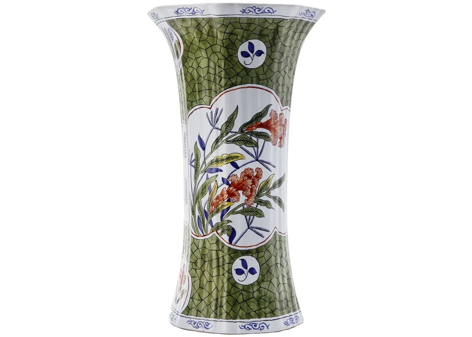 Handpainted French Favrile Vase - Fleur de Lex Antiques - Green