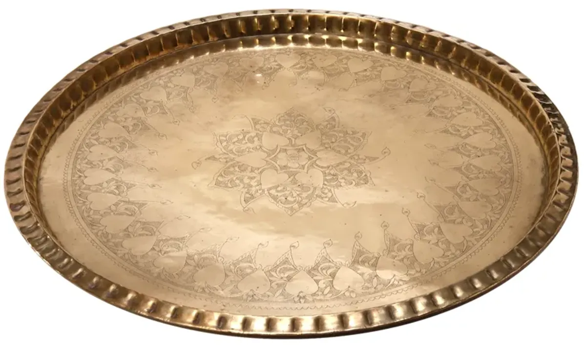 Large Etched Brass Tray / Scalloped Edge - Fleur de Lex Antiques - Gold