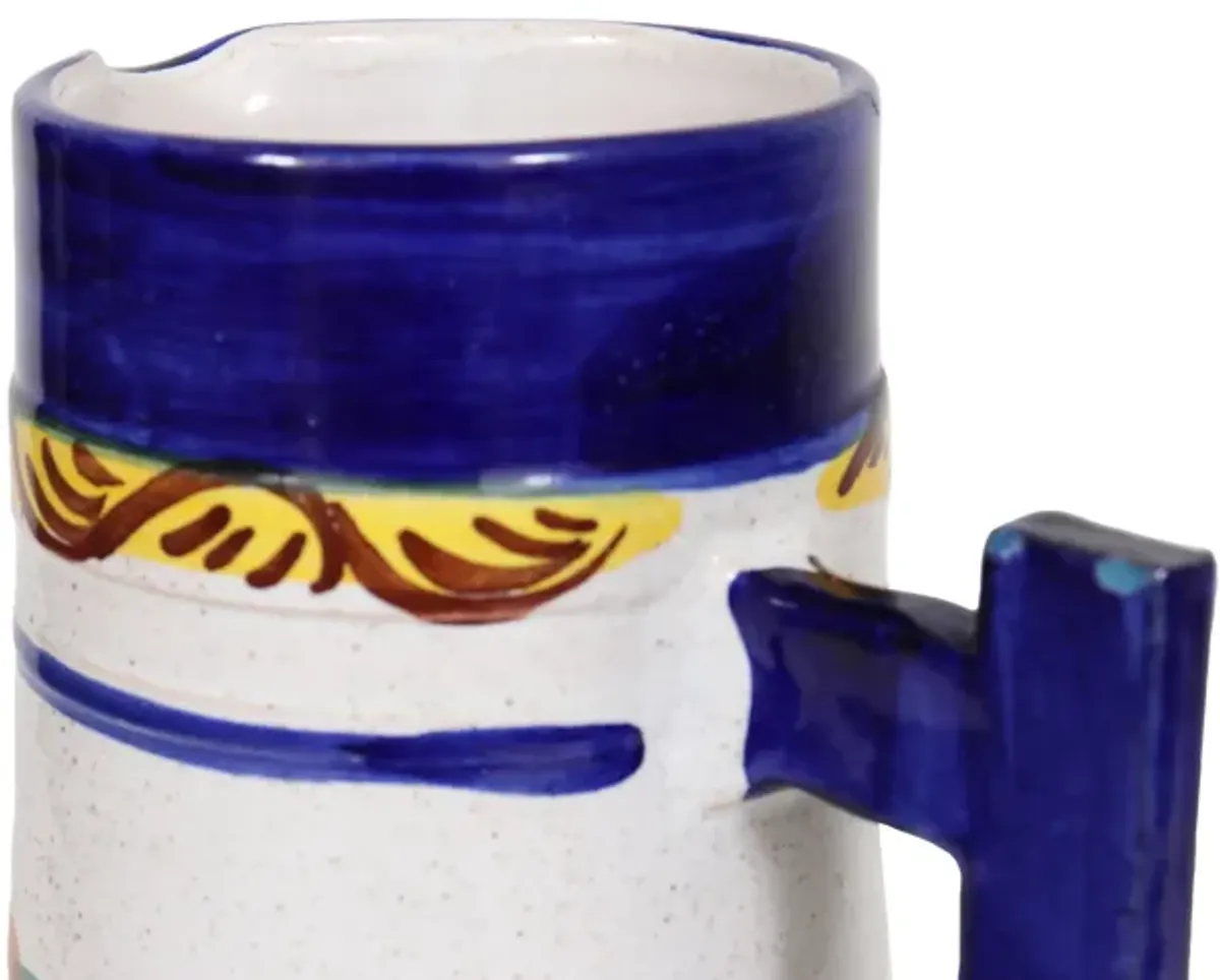 Italian Hand Painted Ceramic Pitcher - Interesting Things - Blue