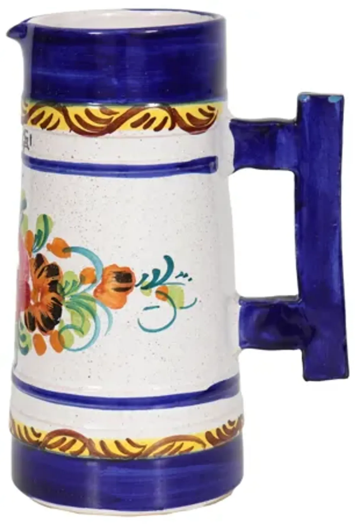 Italian Hand Painted Ceramic Pitcher - Interesting Things - Blue