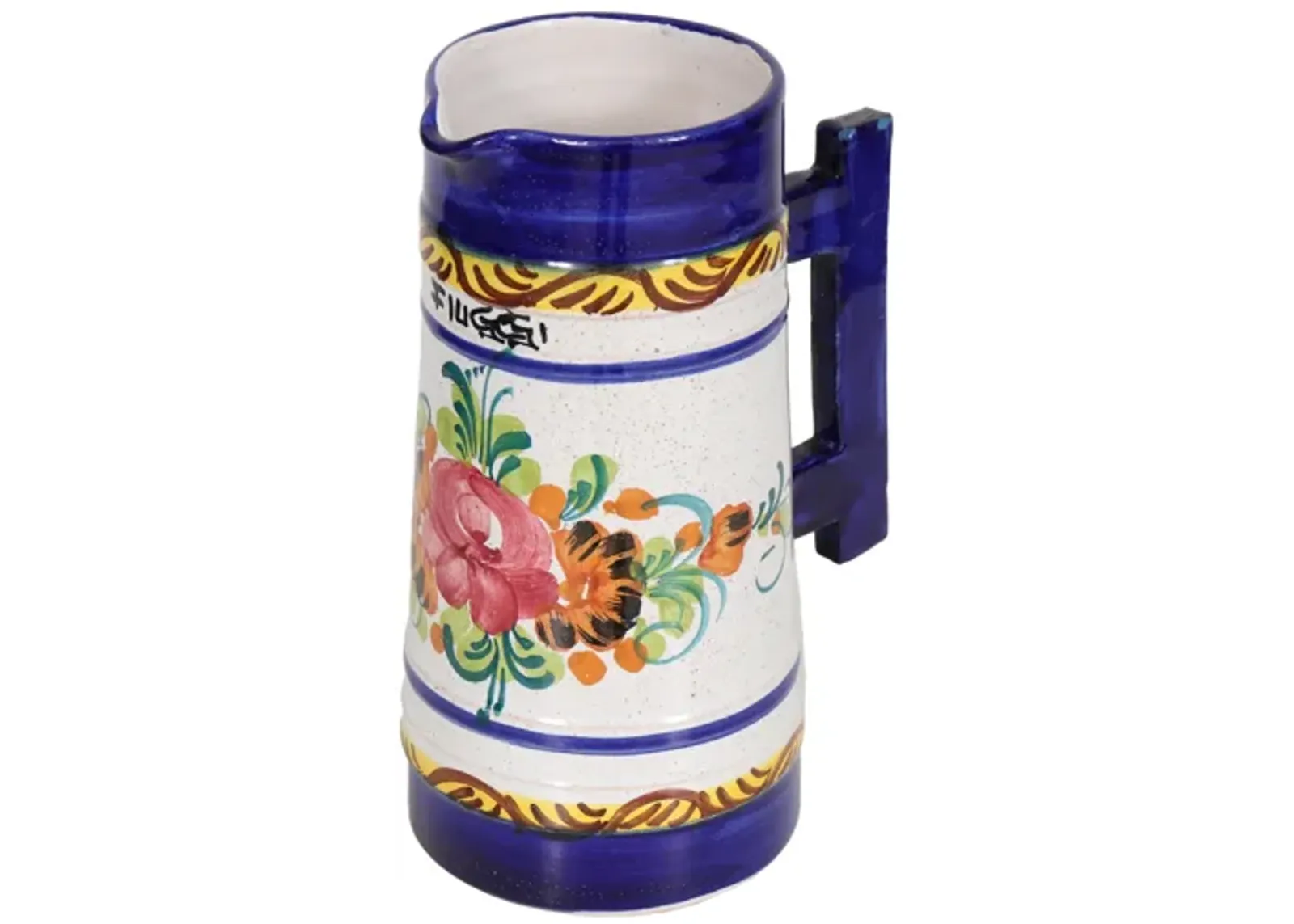 Italian Hand Painted Ceramic Pitcher - Interesting Things - Blue