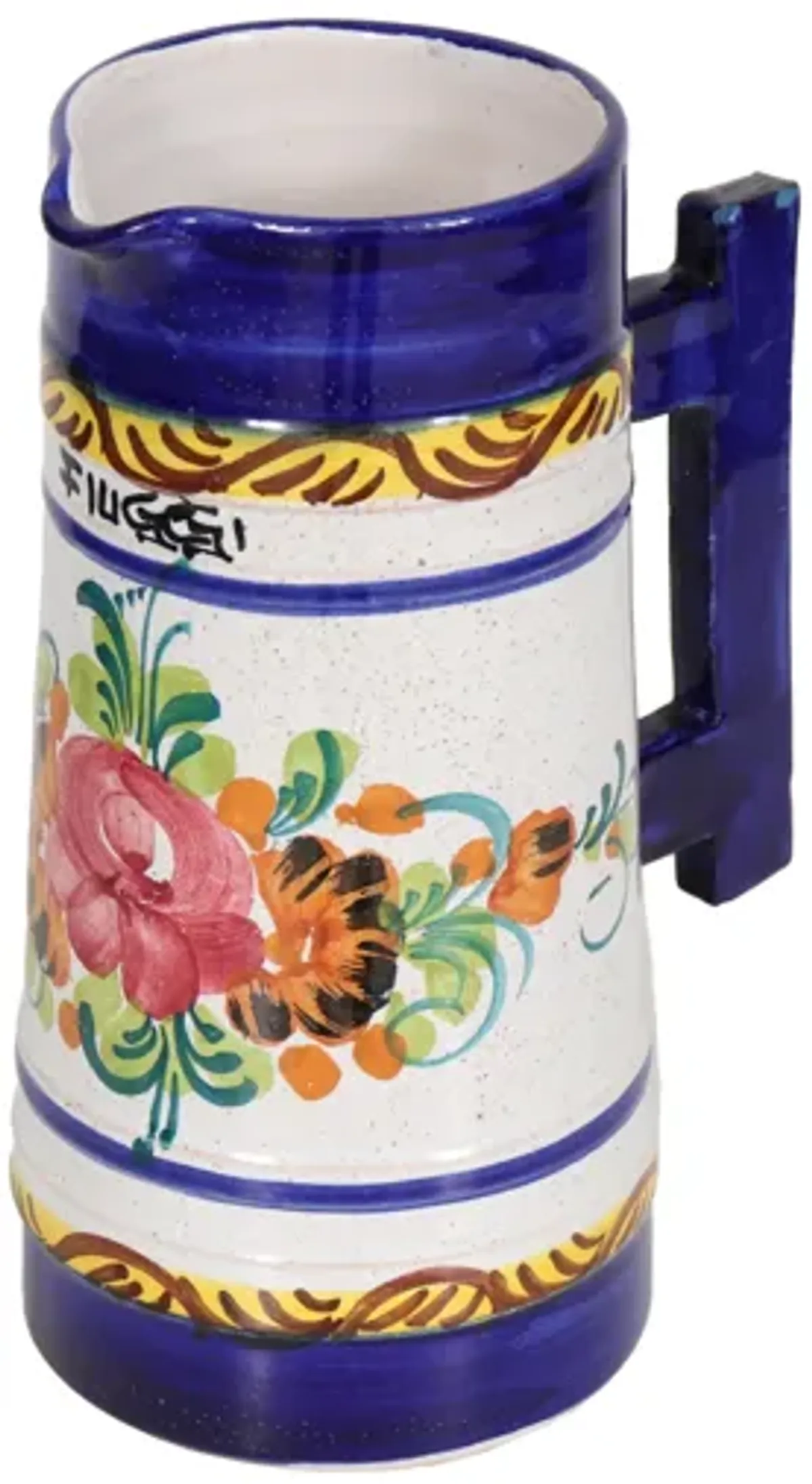 Italian Hand Painted Ceramic Pitcher - Interesting Things - Blue