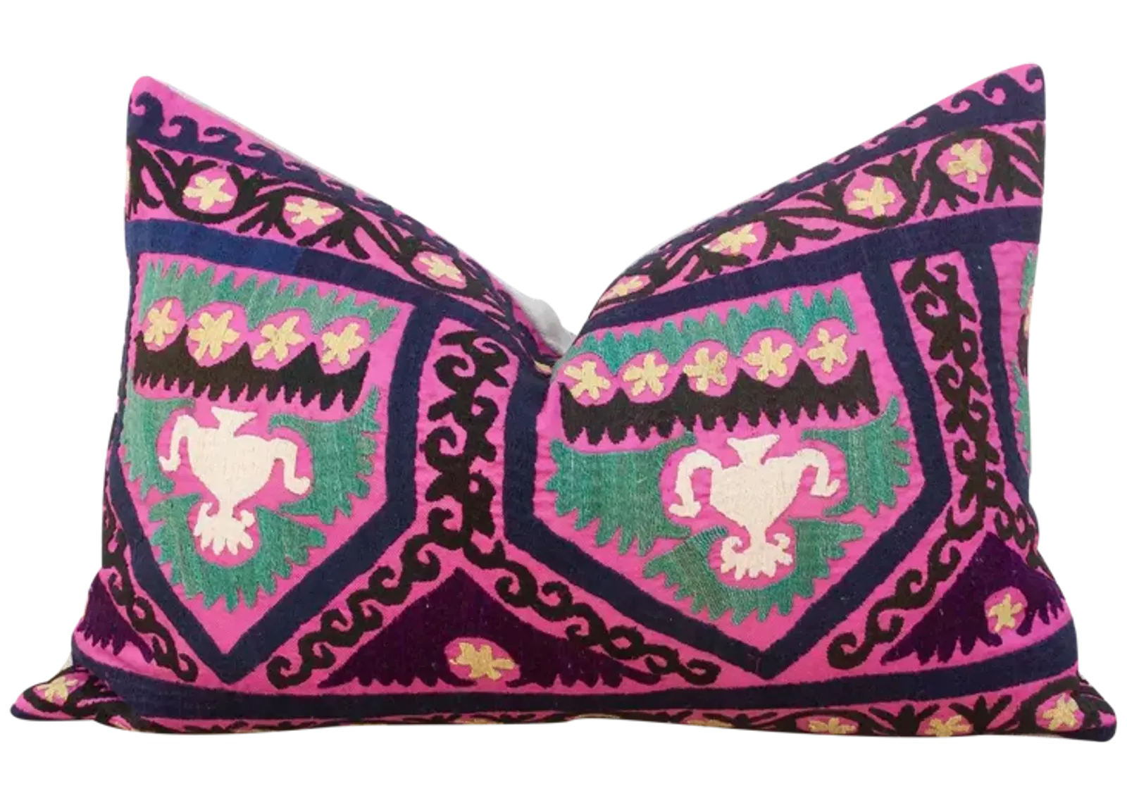 Magenta Lake Suzani Lumbar Pillow - de-cor