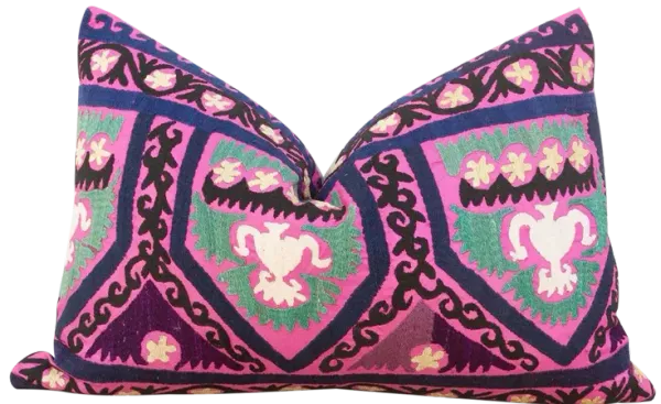 Wild Berry Suzani Lumbar Pillow - de-cor