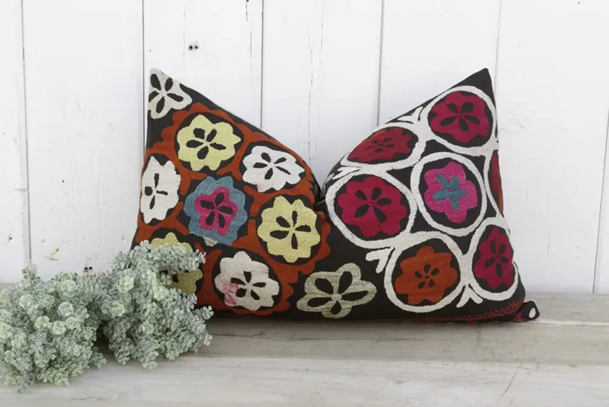 Spring Bloom Suzani Lumbar Pillow - de-cor