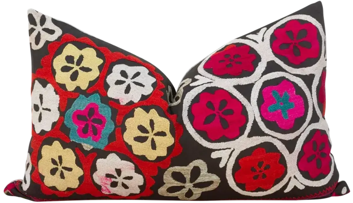 Spring Bloom Suzani Lumbar Pillow - de-cor