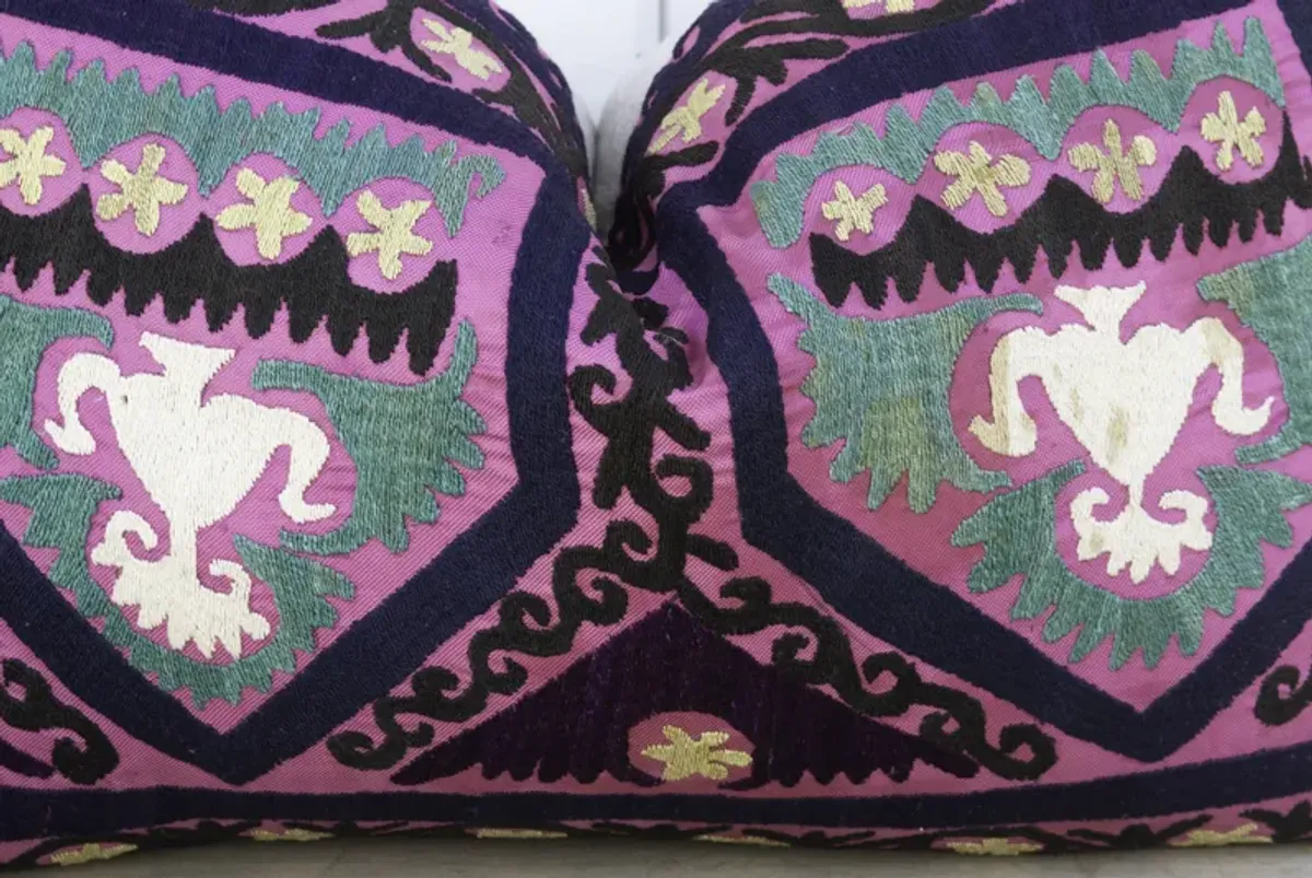 African Violet Suzani Lumbar Pillow - de-cor