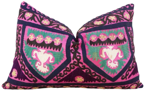 African Violet Suzani Lumbar Pillow - de-cor