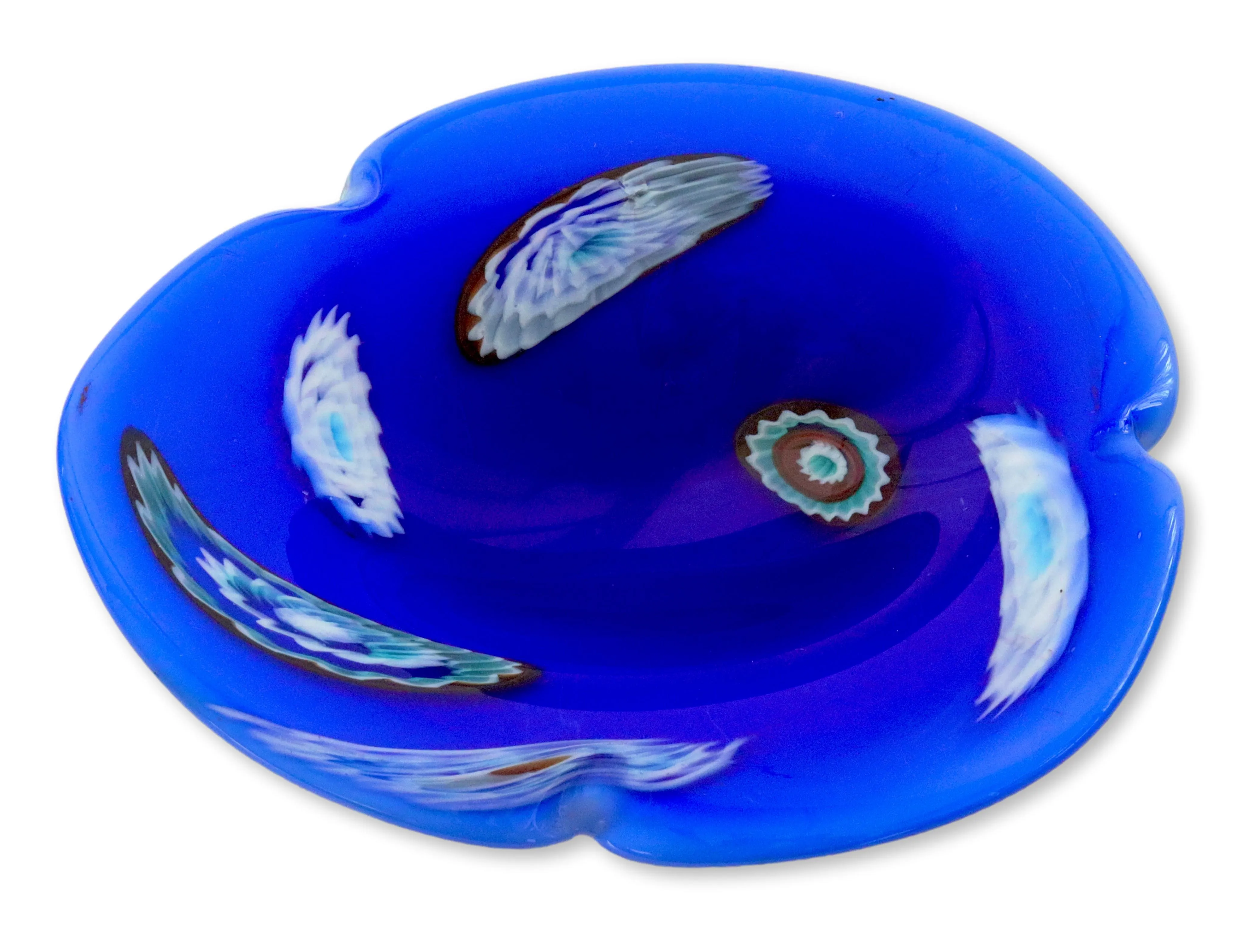 Midcentury Murano Glass Bowl - The Queens Landing - Handcrafted - Blue