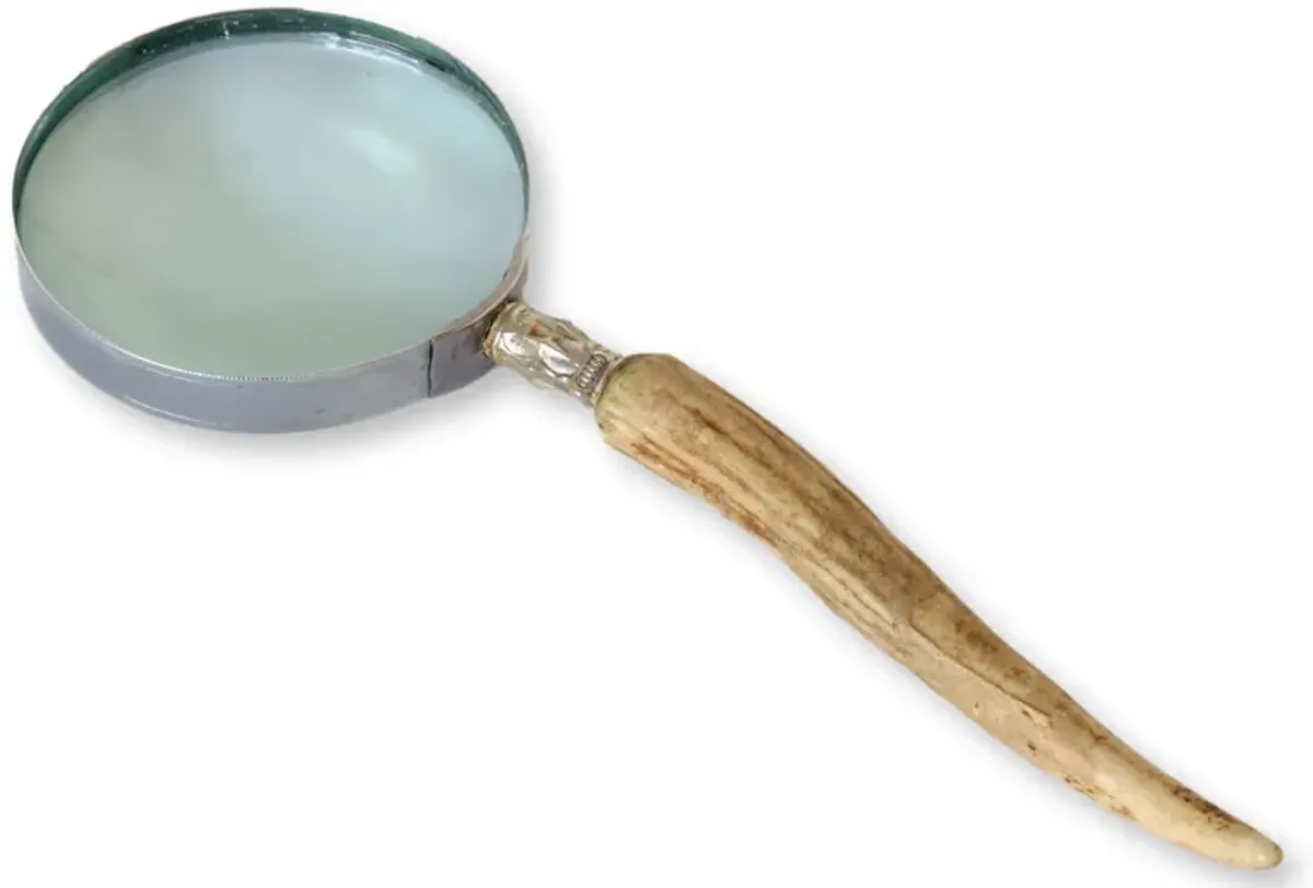 Midcentury Horn Handled Magnifying Glass - The Queens Landing - Brown