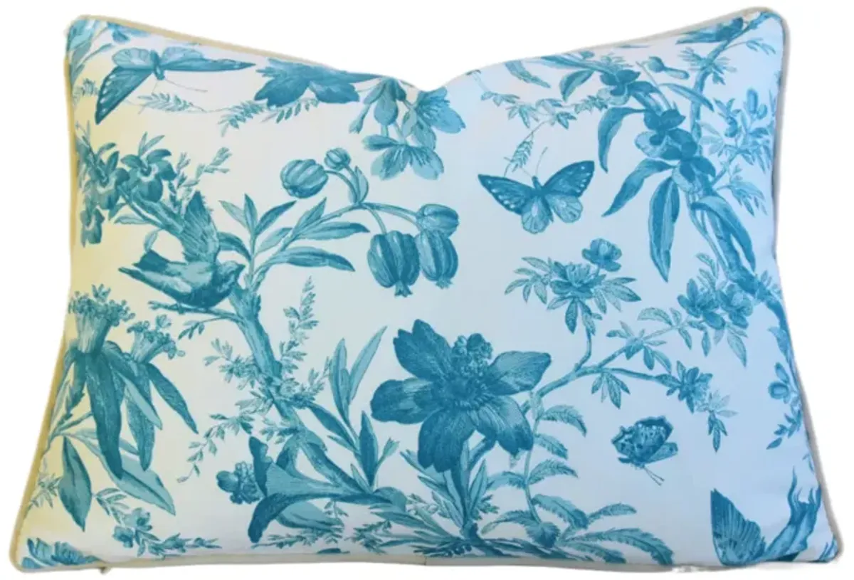 P Kaufmann Teal/Aqua Aviary Toile Pillow