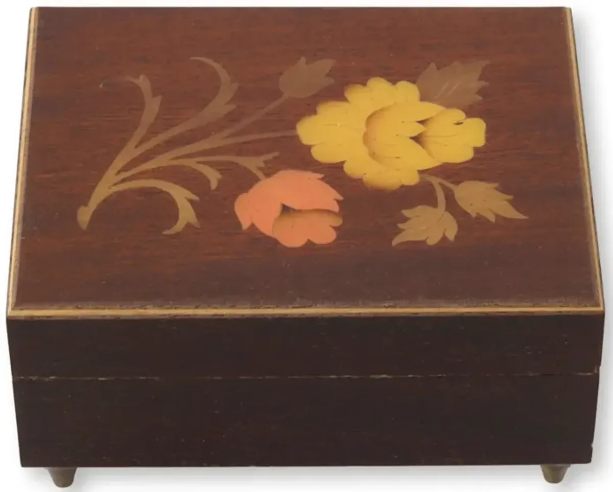 Italian Lacquered Musical Trinket Box - The Queens Landing - Brown