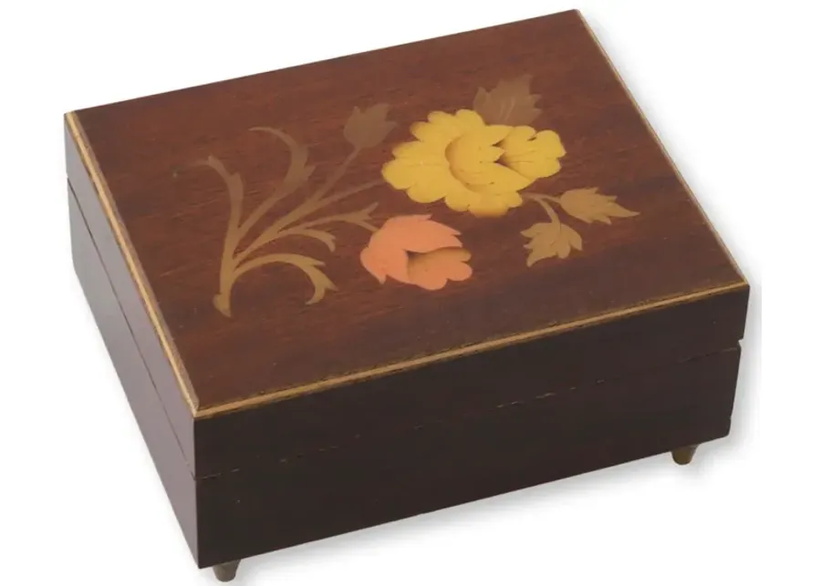 Italian Lacquered Musical Trinket Box - The Queens Landing - Brown