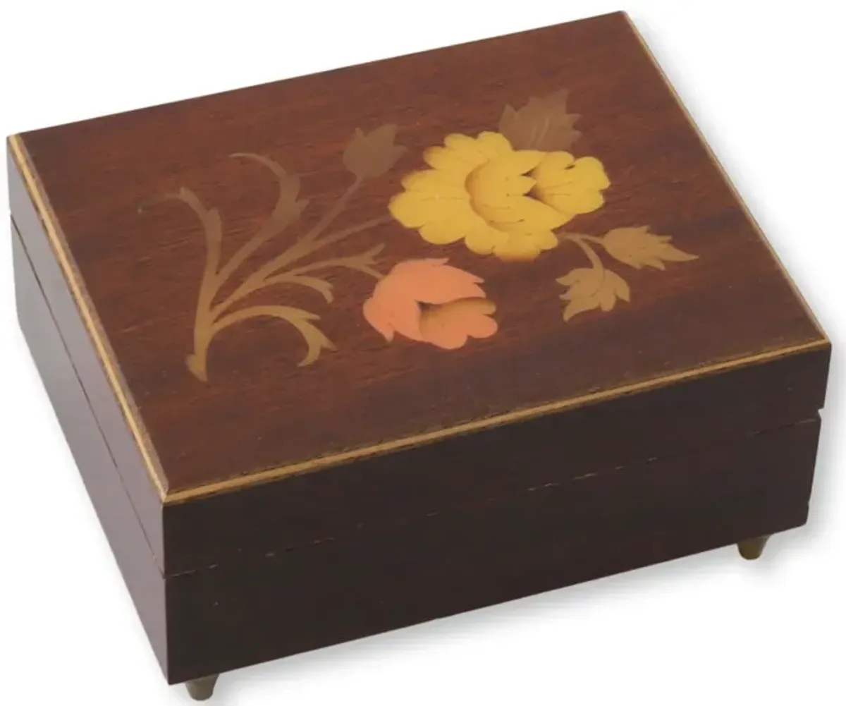 Italian Lacquered Musical Trinket Box - The Queens Landing - Brown