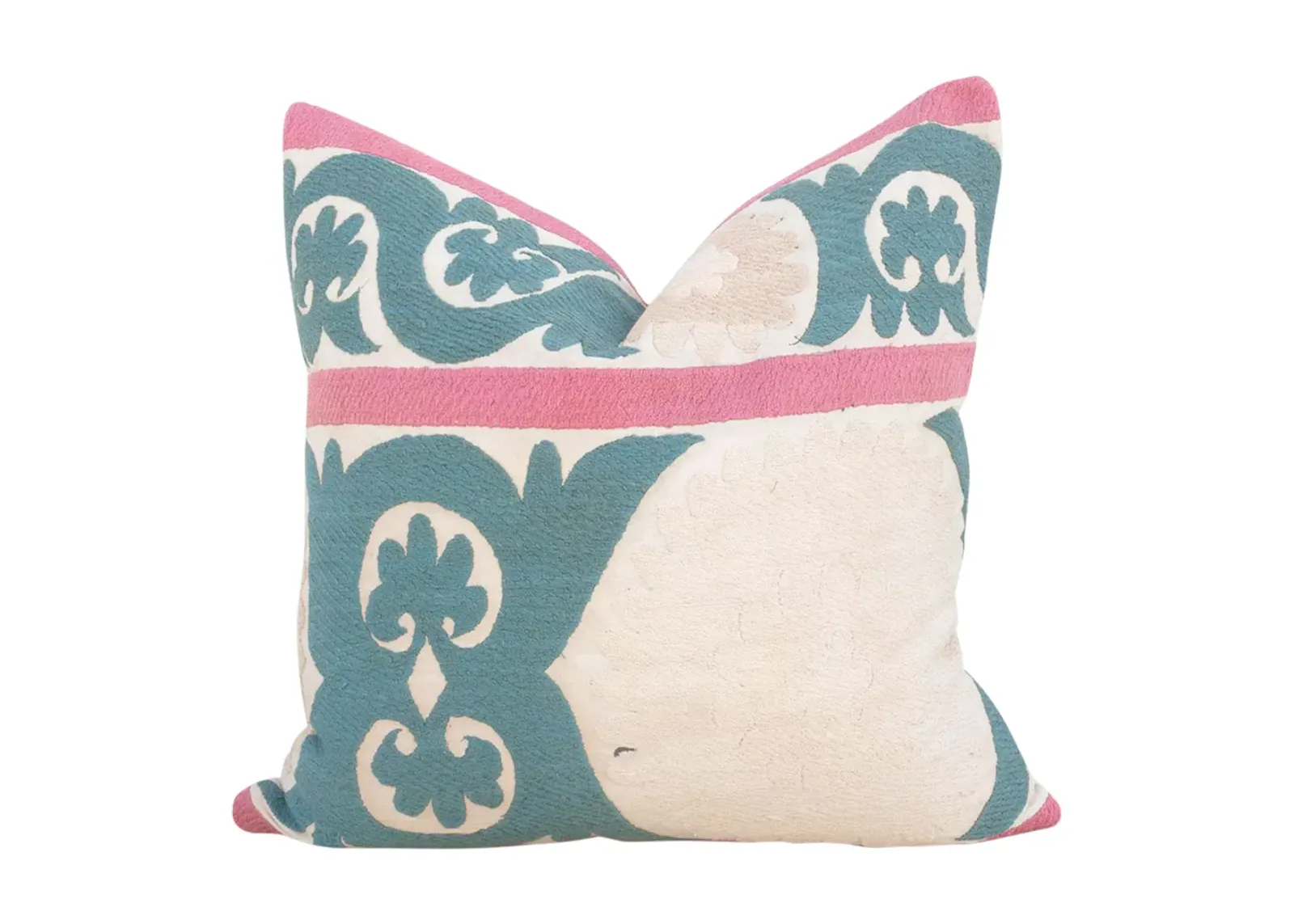 Bashful Beige Vintage Suzani Pillow - de-cor