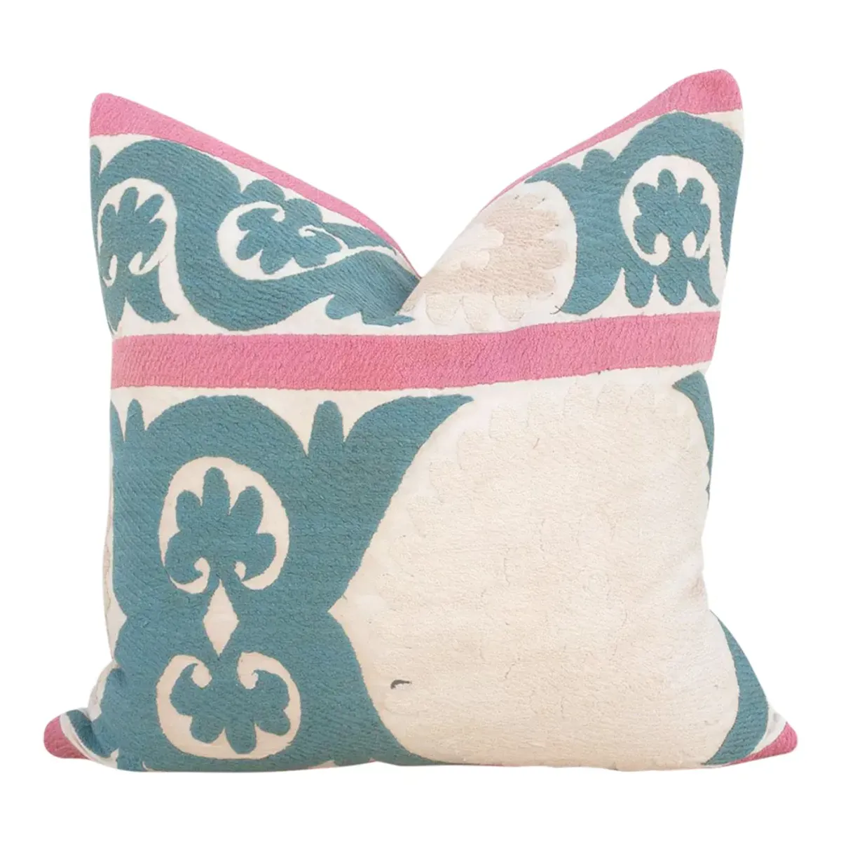 Bashful Beige Vintage Suzani Pillow - de-cor