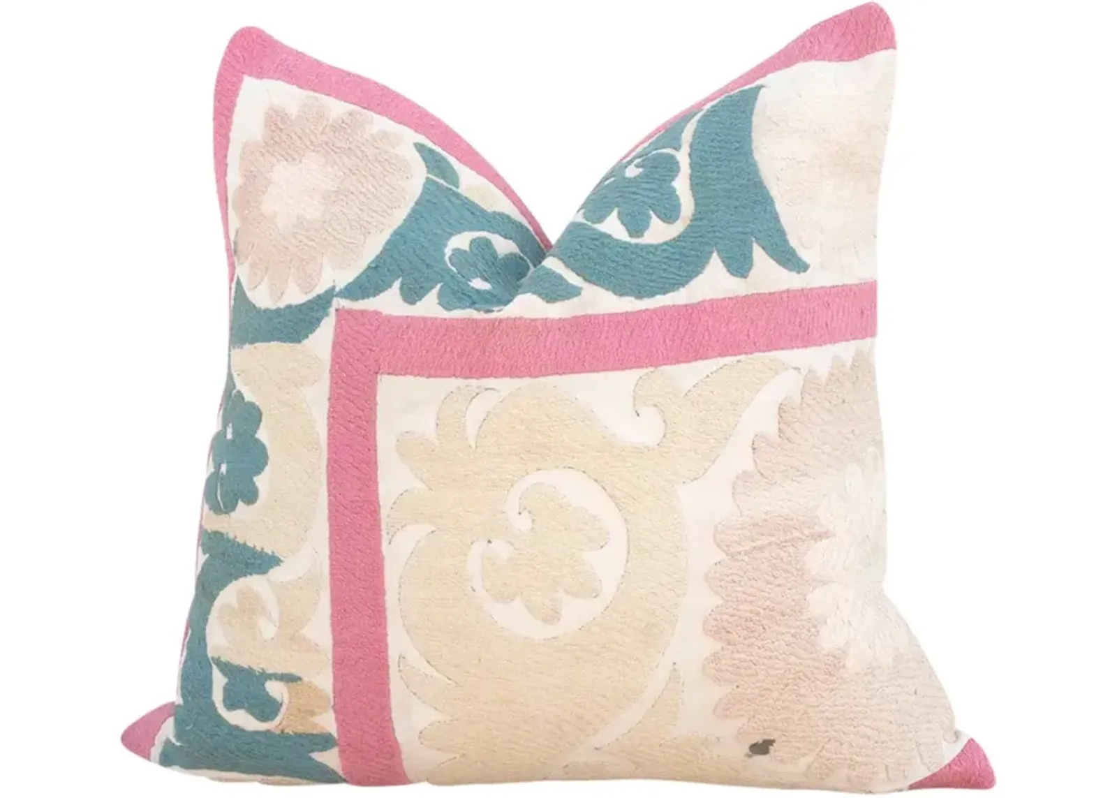 Peach Rose Vintage Suzani Pillow - de-cor