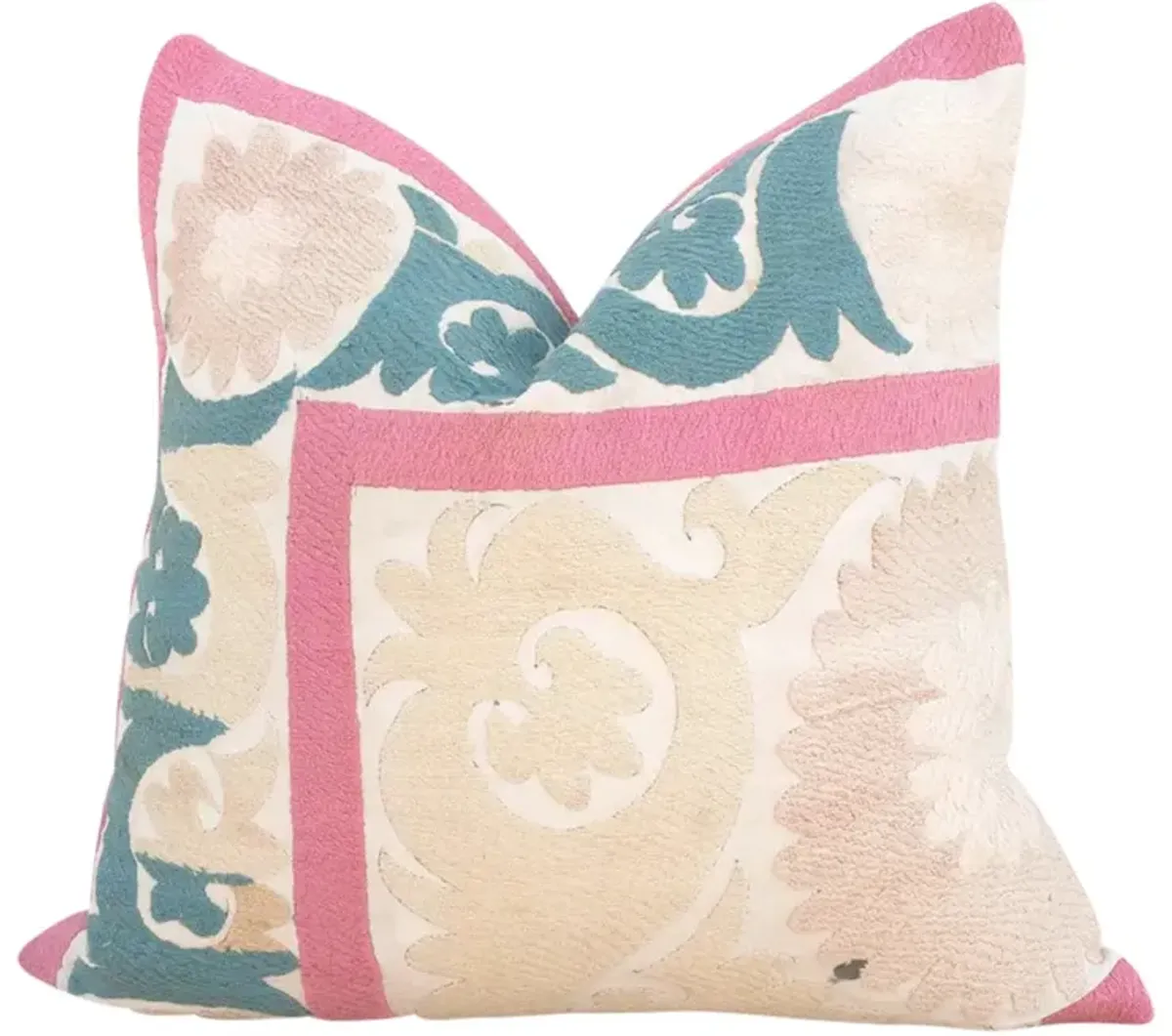 Peach Rose Vintage Suzani Pillow - de-cor