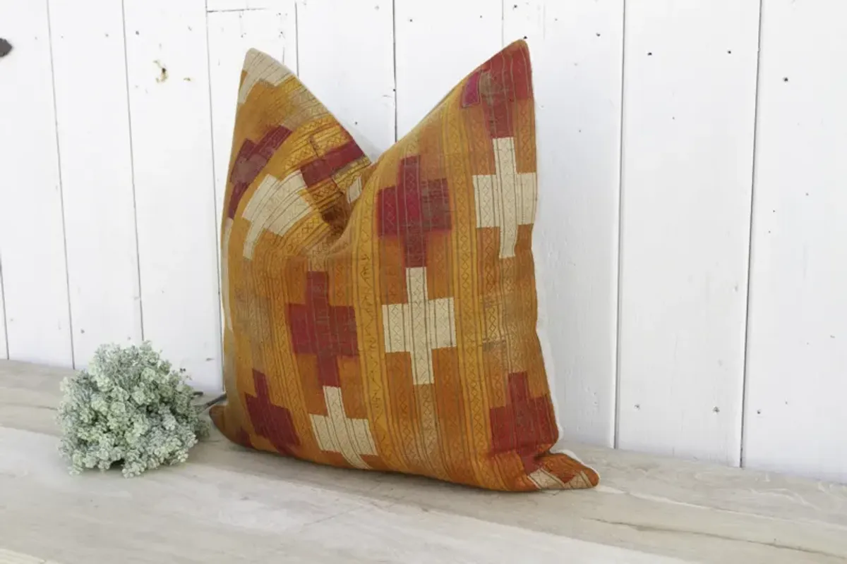 Sahara Sunset Silk Phulkari Pillow - de-cor